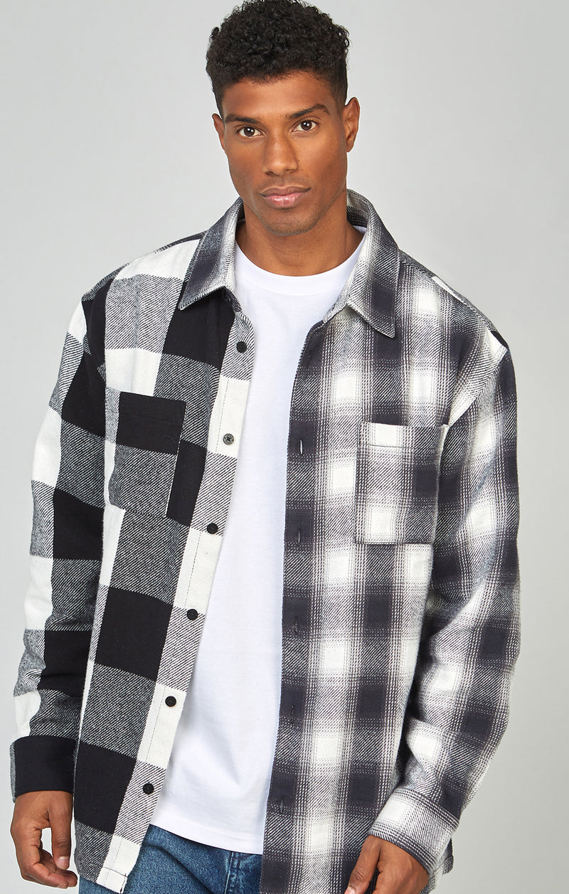 Black Towelling Logo Check Shirt