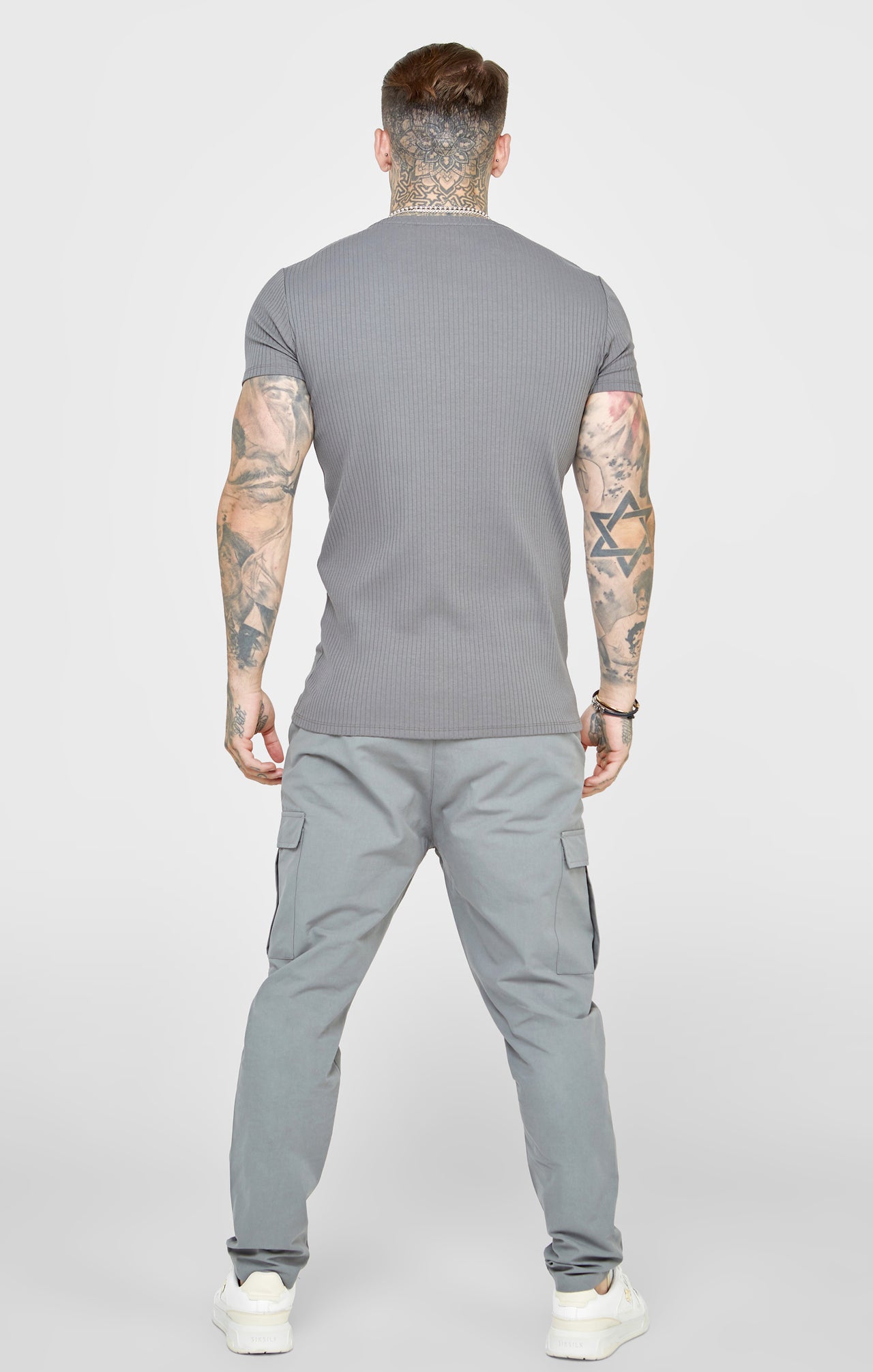 Grey Rib Knit T-Shirt (4)