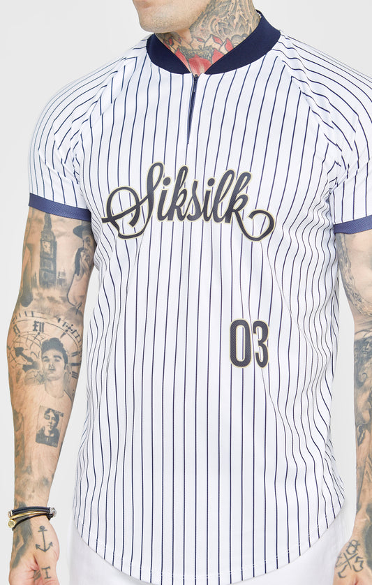 SikSilk Baseball Jersey Weiß beige weiß T-Shirt Größe L in