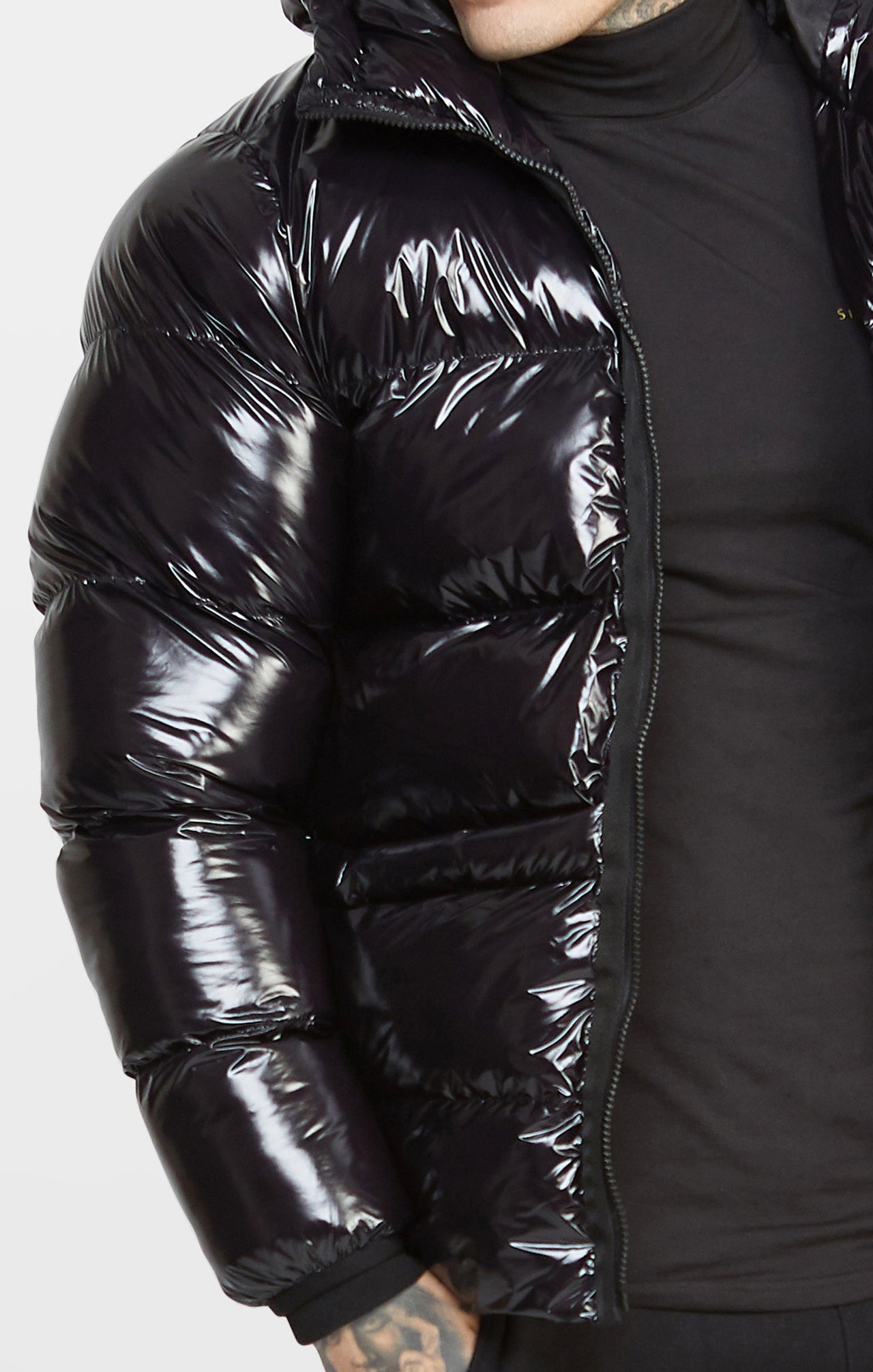 Black Gloss Puffer Jacket (1)