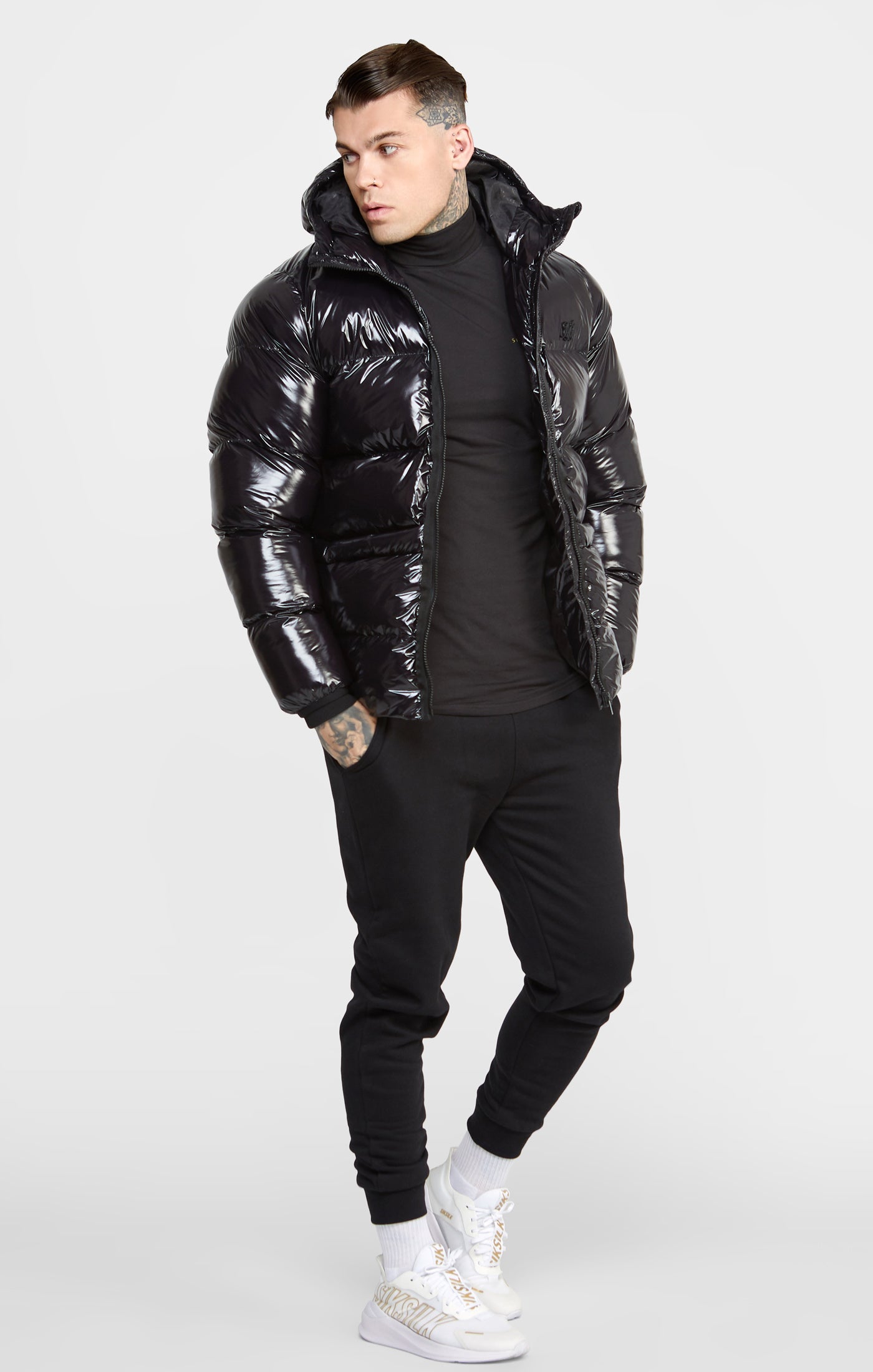 Glossy black hot sale puffer coat