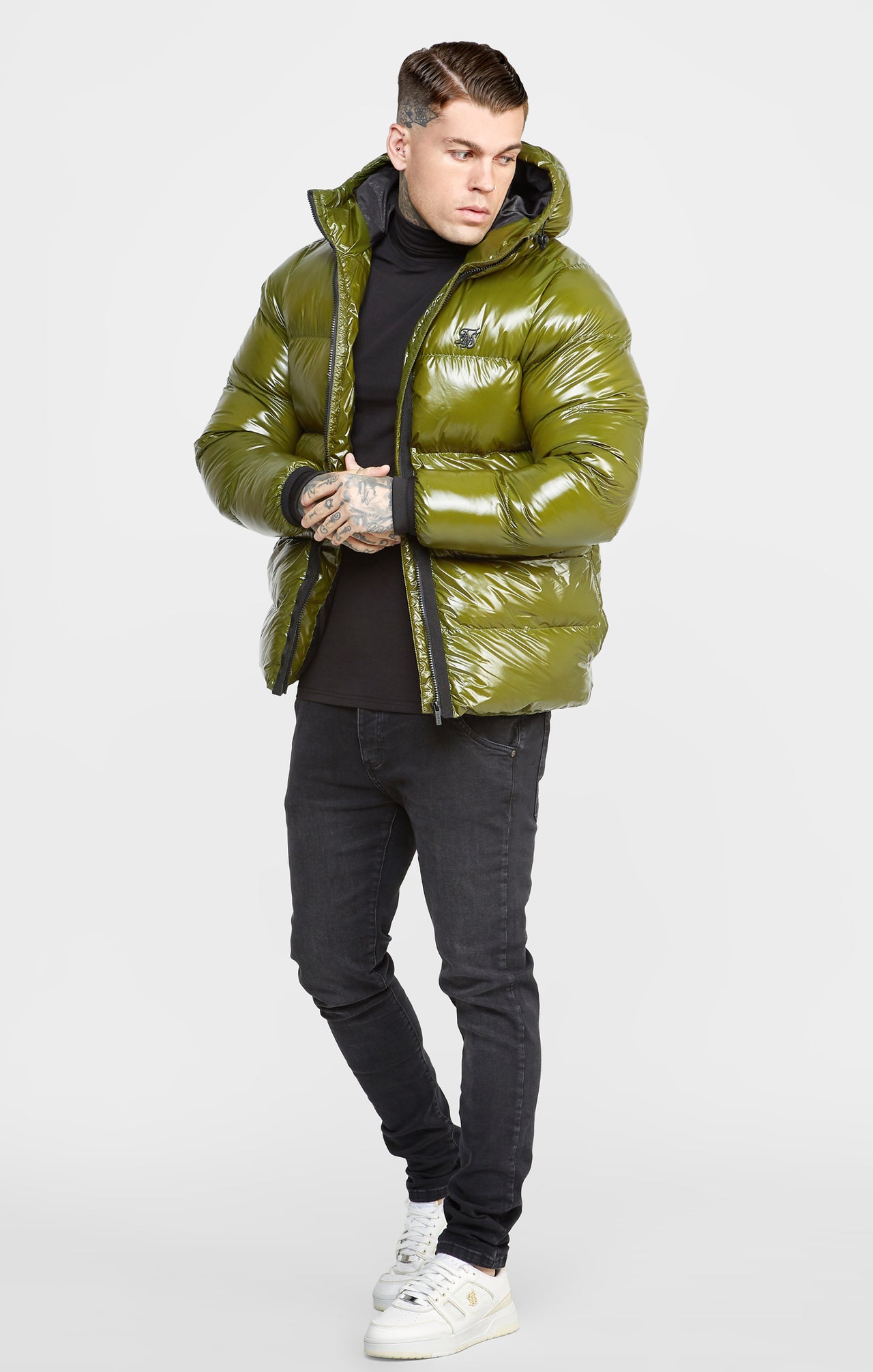 Khaki Gloss Puffer Jacket (2)