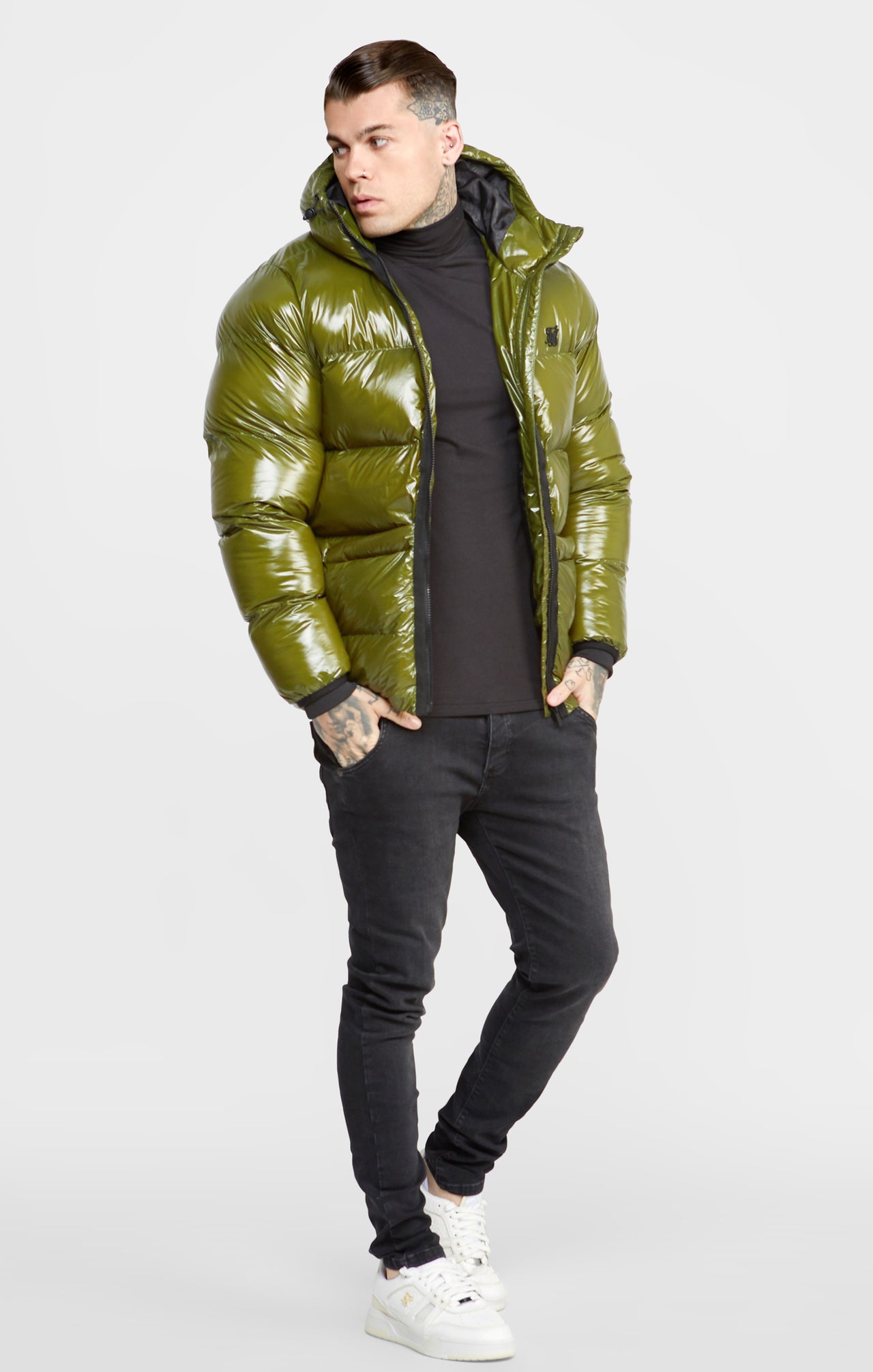 Khaki Gloss Puffer Jacket (3)