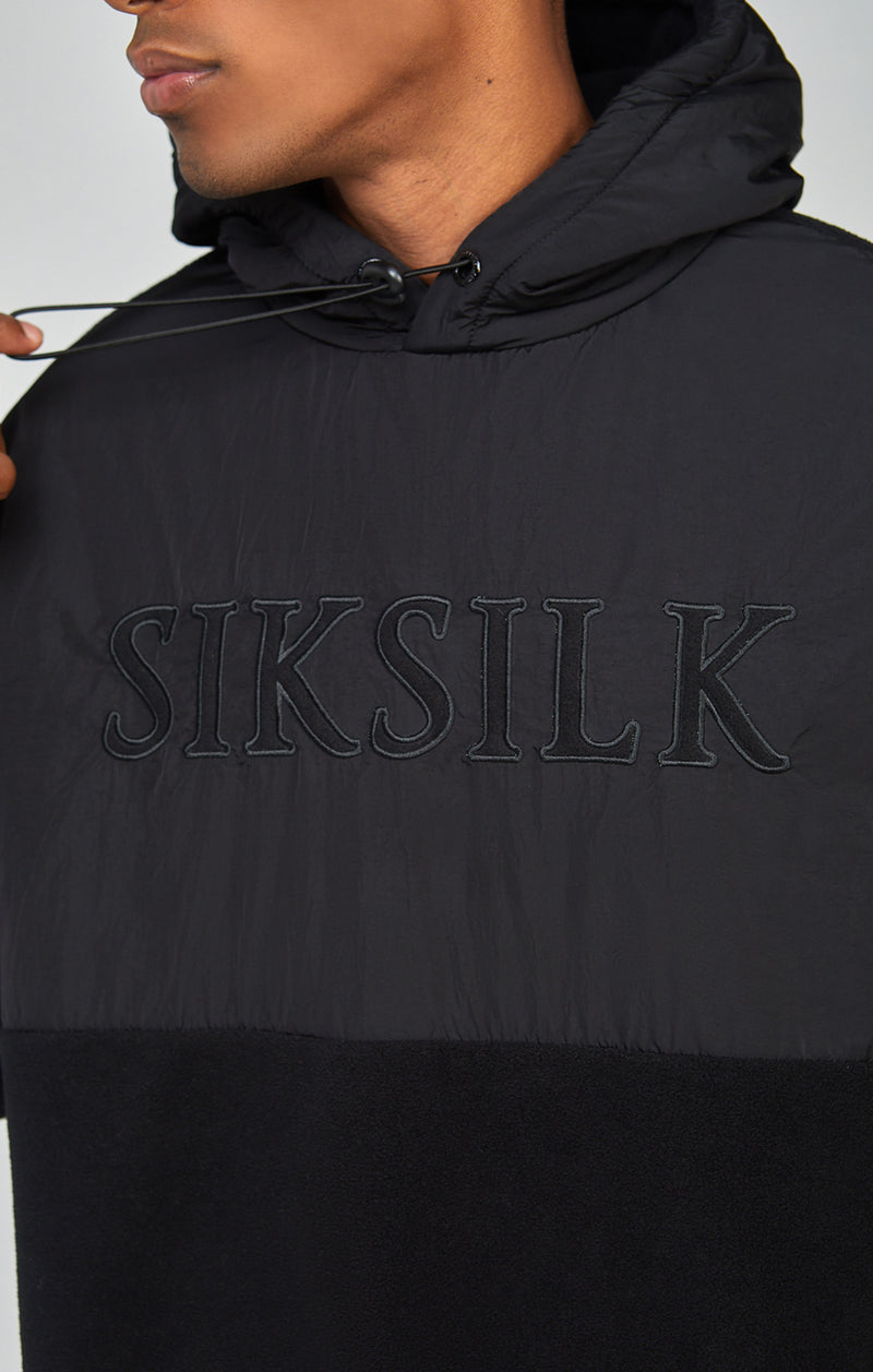Black Polar Fleece Cut & Sew Overhead Hoodie (1)