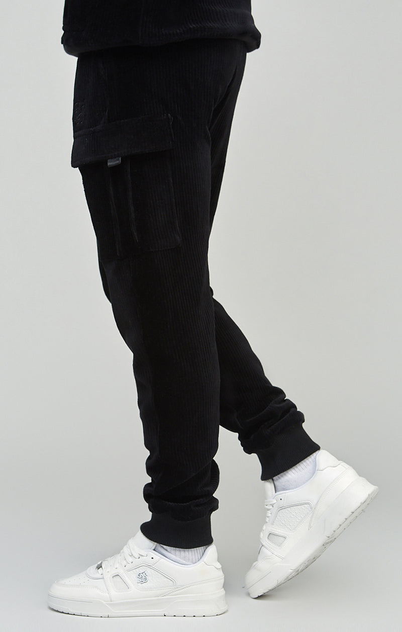 Black Corduroy Cargo Joggers (1)