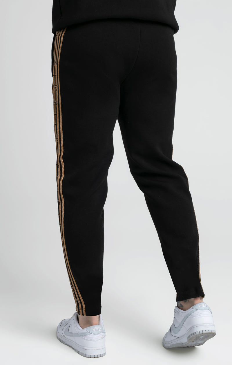 SikSilk Men's Black, Gold Knitted Tape Track Pant