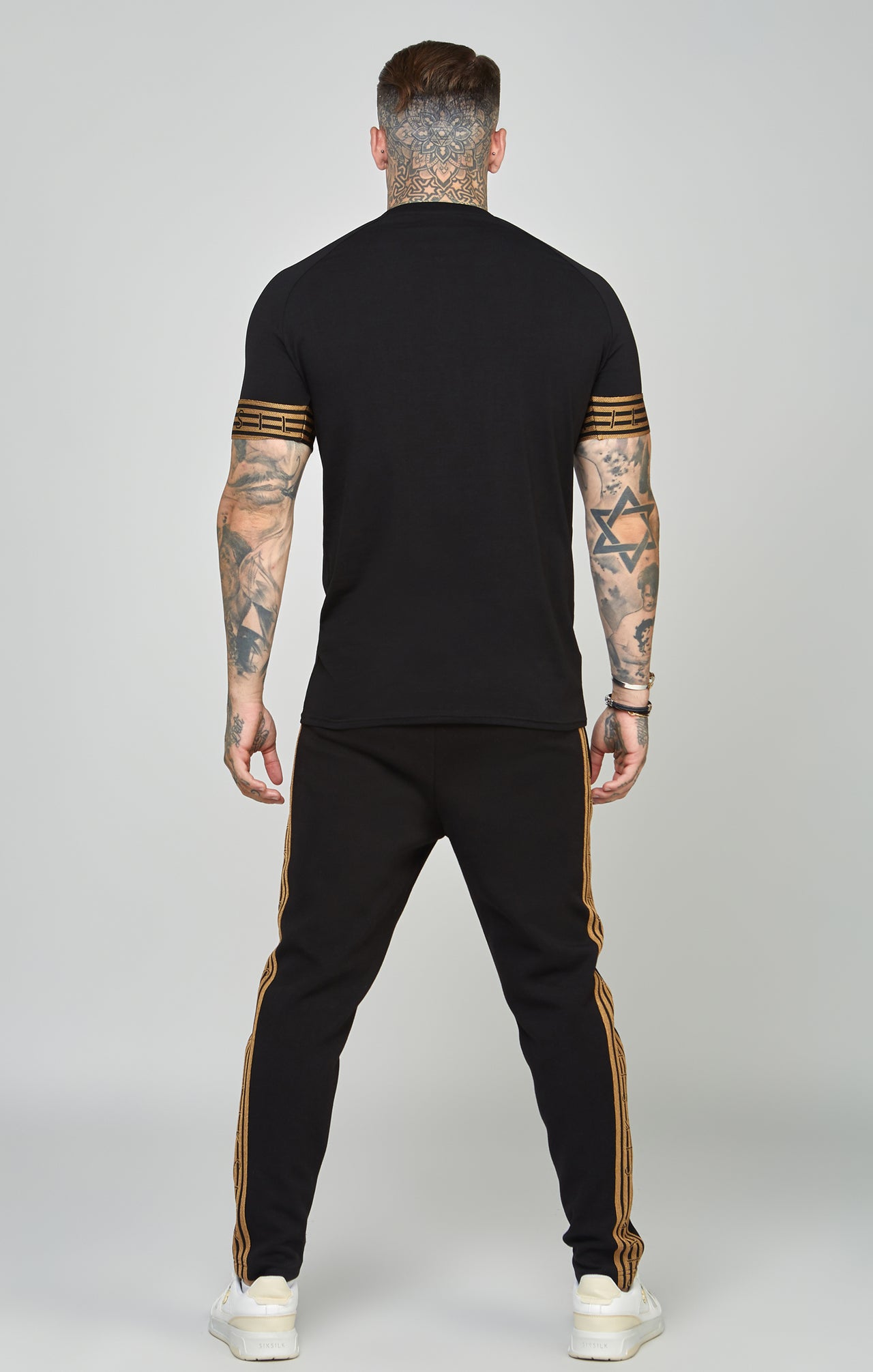 Black
                    
                         Gold Knitted Elastic Cuffed T-Shirt (4)