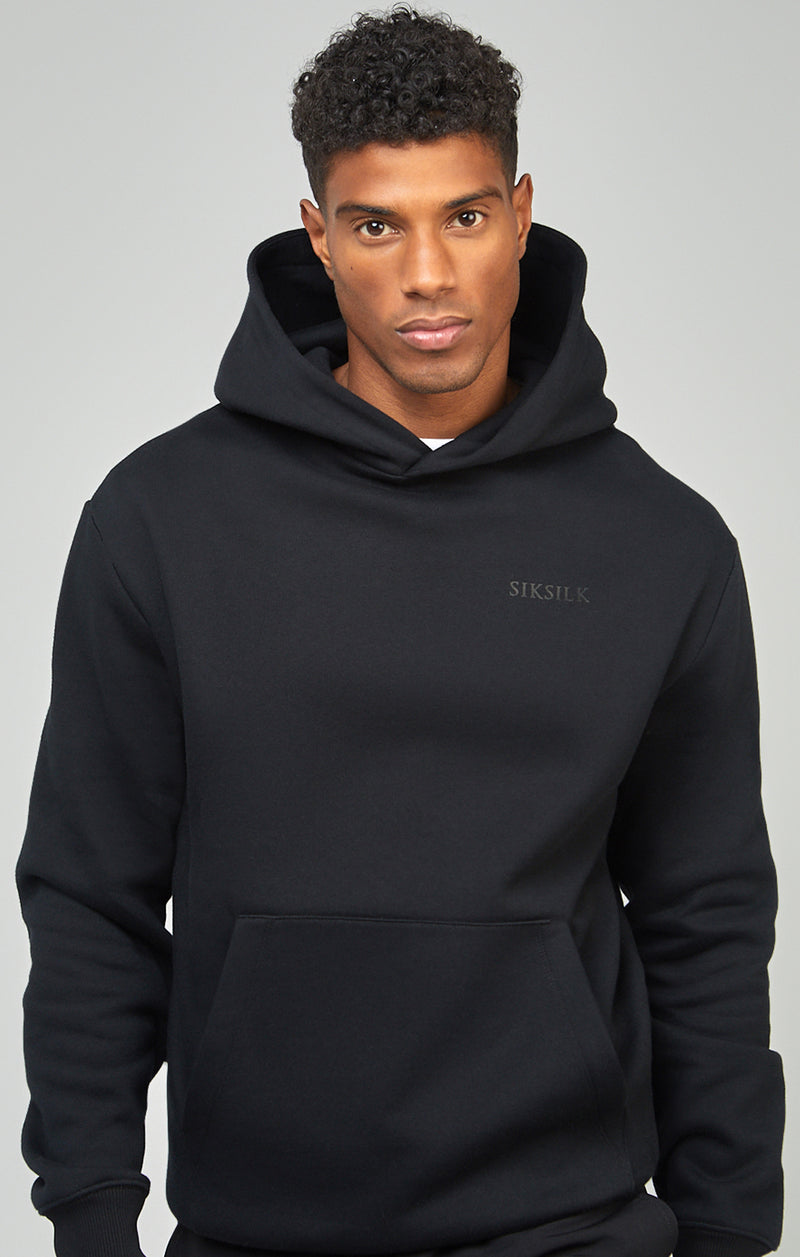 Black Rhinestone Logo Oversized Fit Overhead Hoodie (1)
