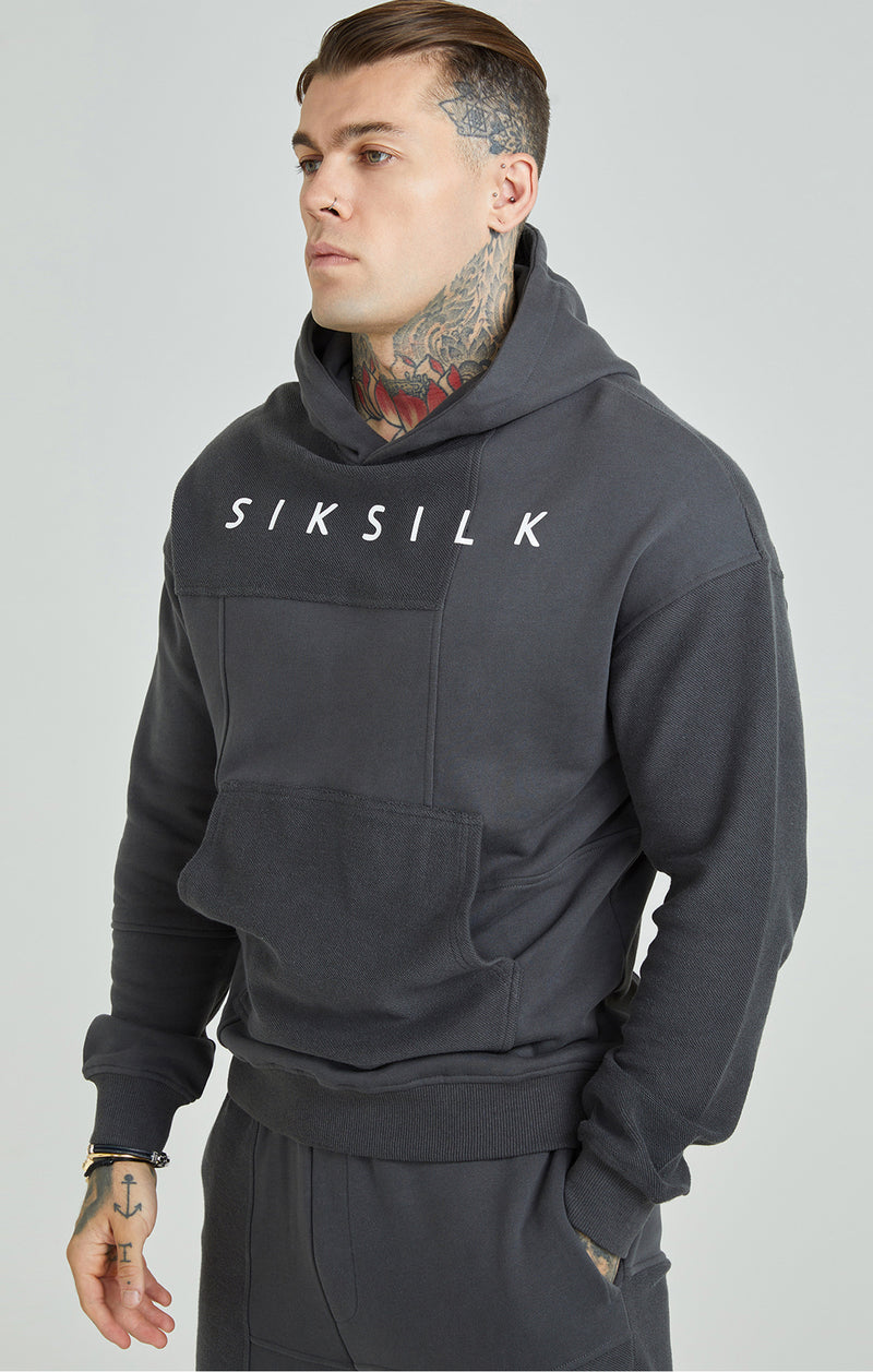 Dark Grey Cut & Sew Relaxed Fit Hoodie