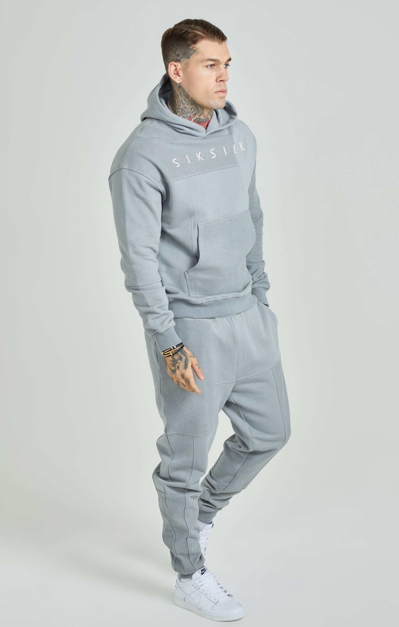 Light Grey Cut & Sew Relaxed Fit Hoodie (1)