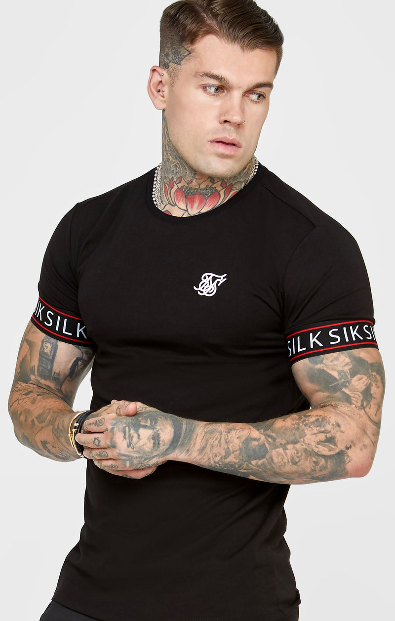 Black Taped Elasticated Cuff T-Shirt
