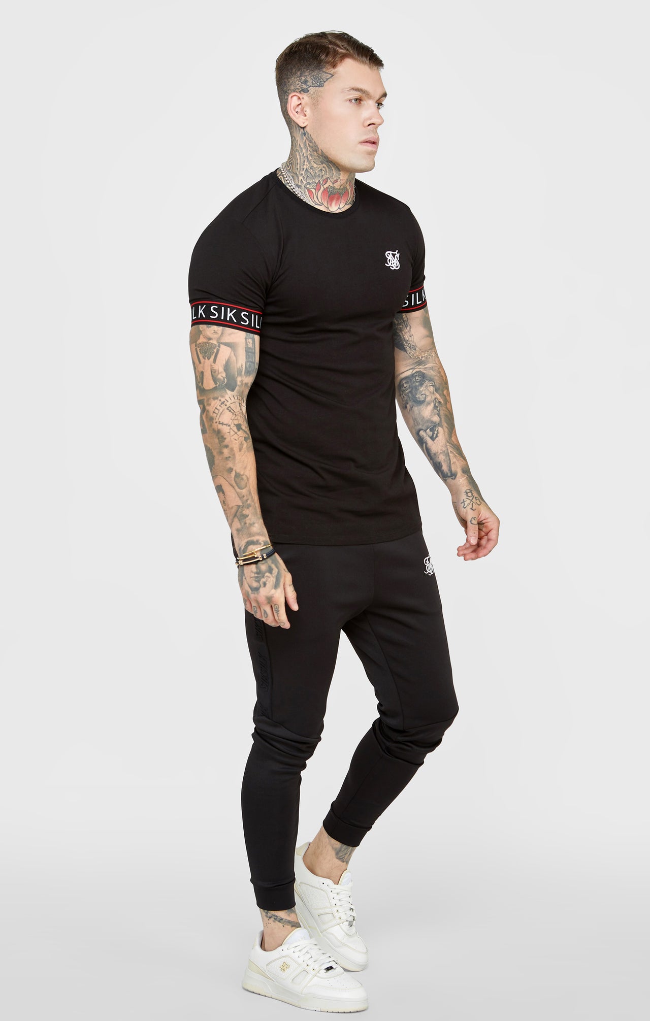 Black Taped Elasticated Cuff T-Shirt (3)