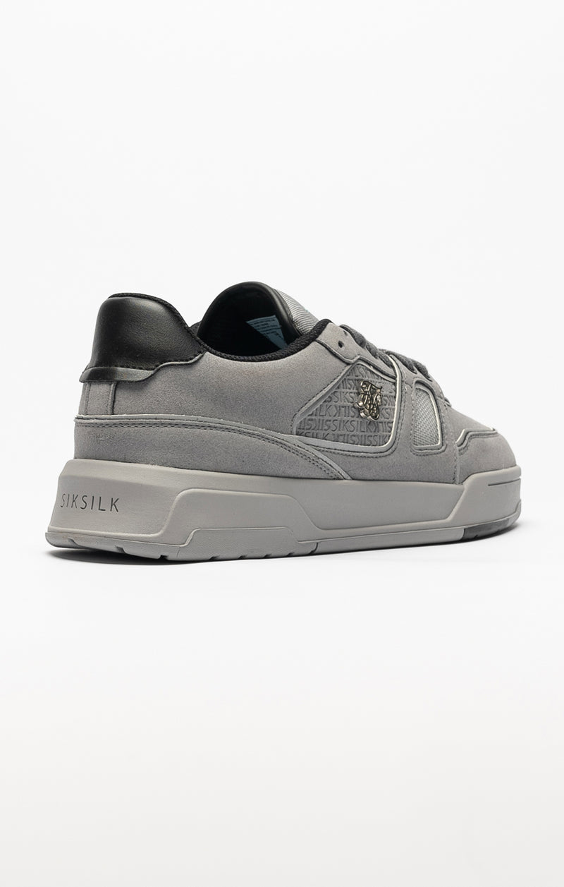 Grey Mixed Material Low Top Court Trainers (1)