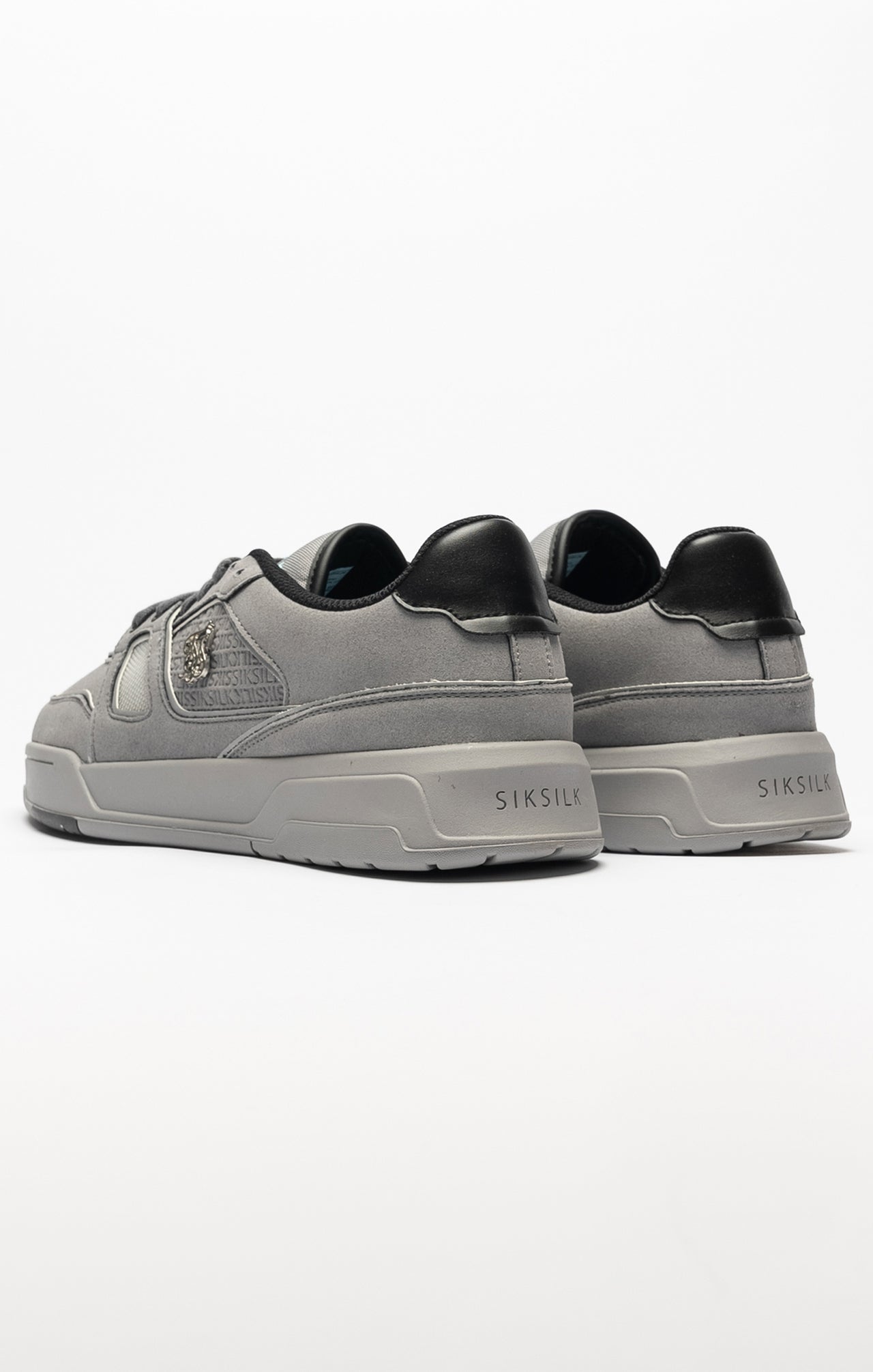 Grey Mixed Material Low Top Court Trainers (4)