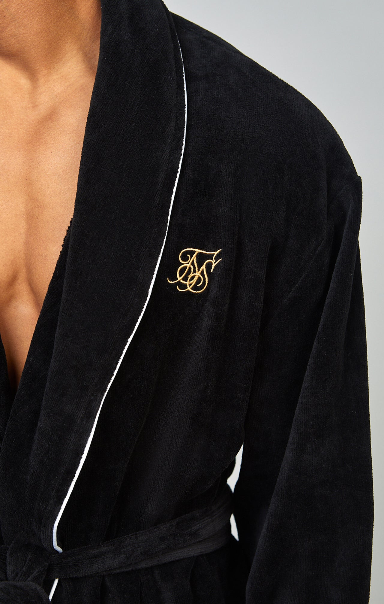 Black Embroidered Dressing Gown (1)