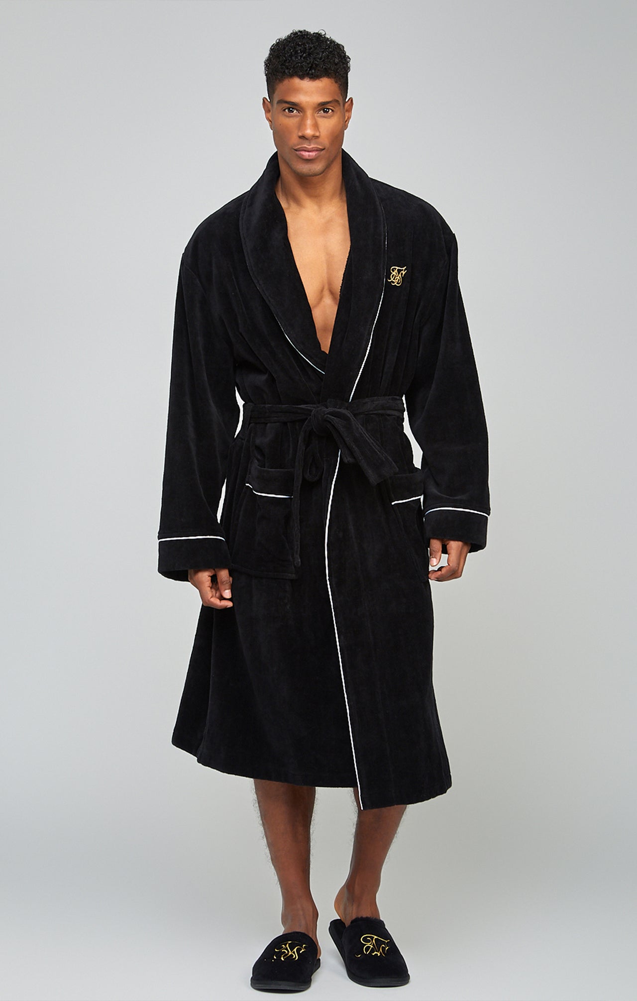 Black Embroidered Dressing Gown (2)