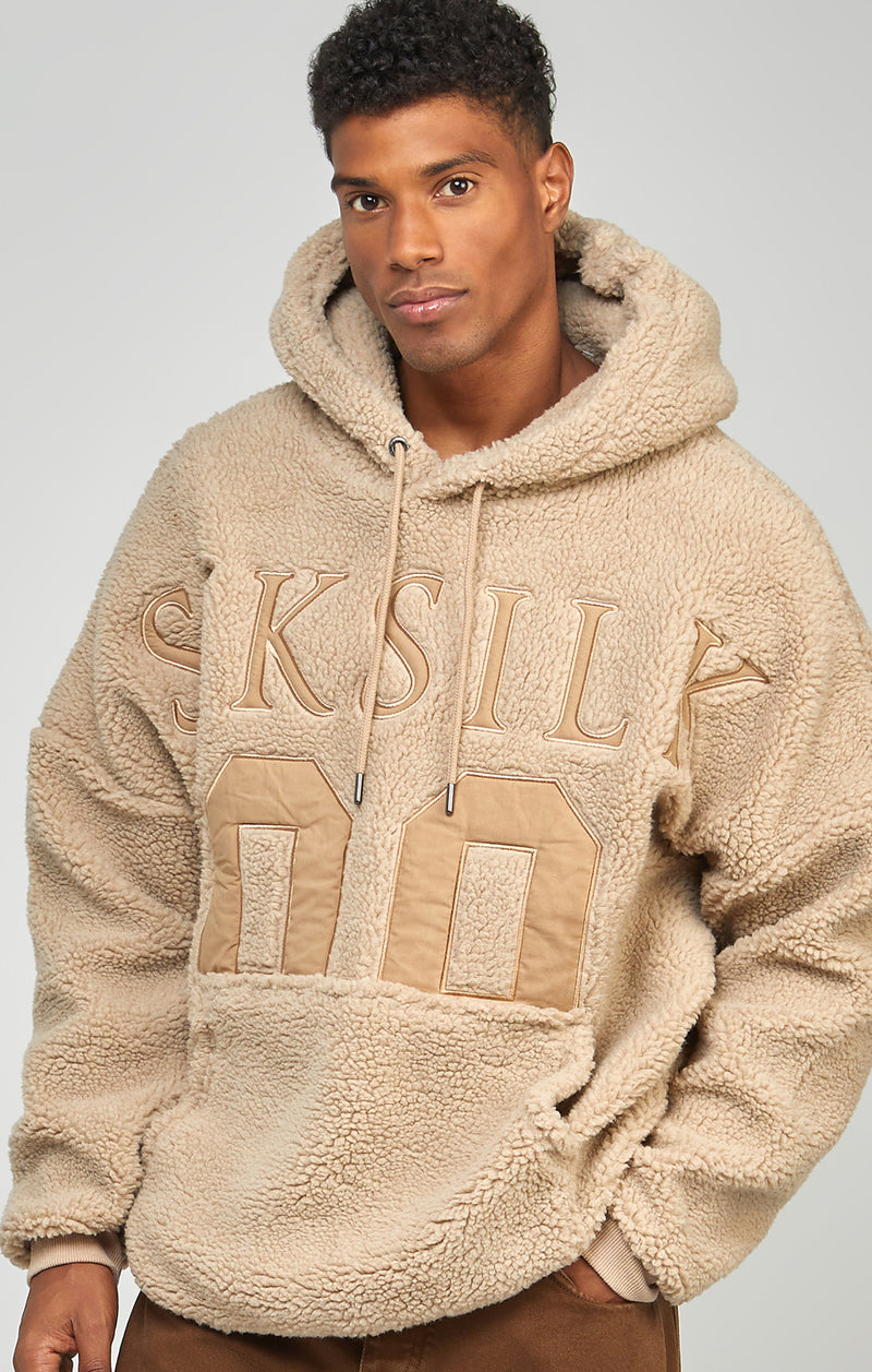 Beige Borg 89 Applique Overhead Hoodie
