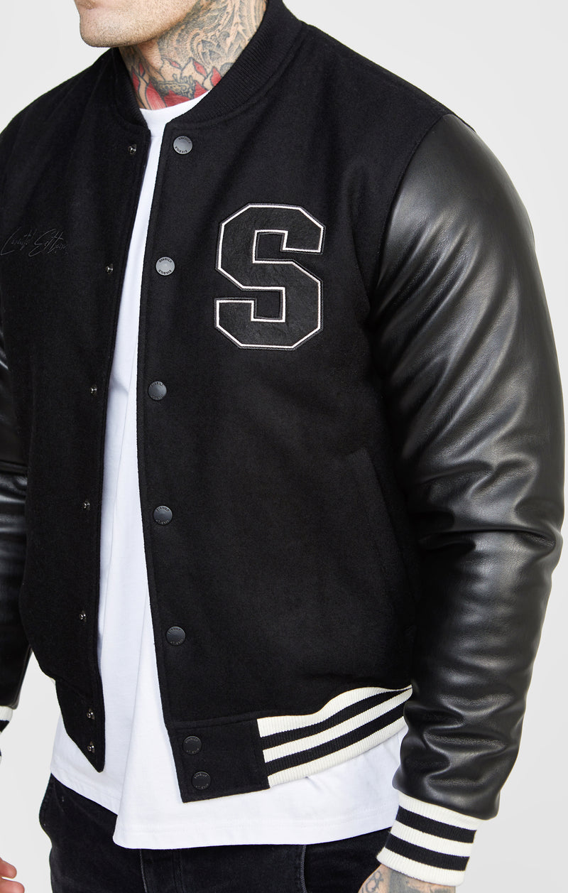 Black Varsity Bomber Jacket (1)