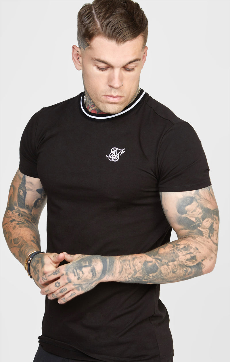 Black Gym Fit T-Shirt W Yarn Dyed Rib