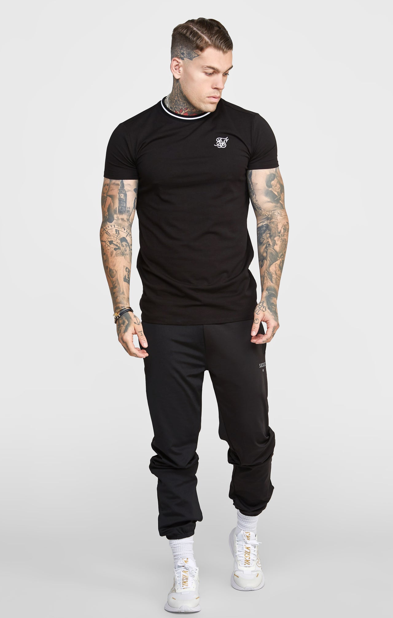 Black Gym Fit T-Shirt W Yarn Dyed Rib (2)