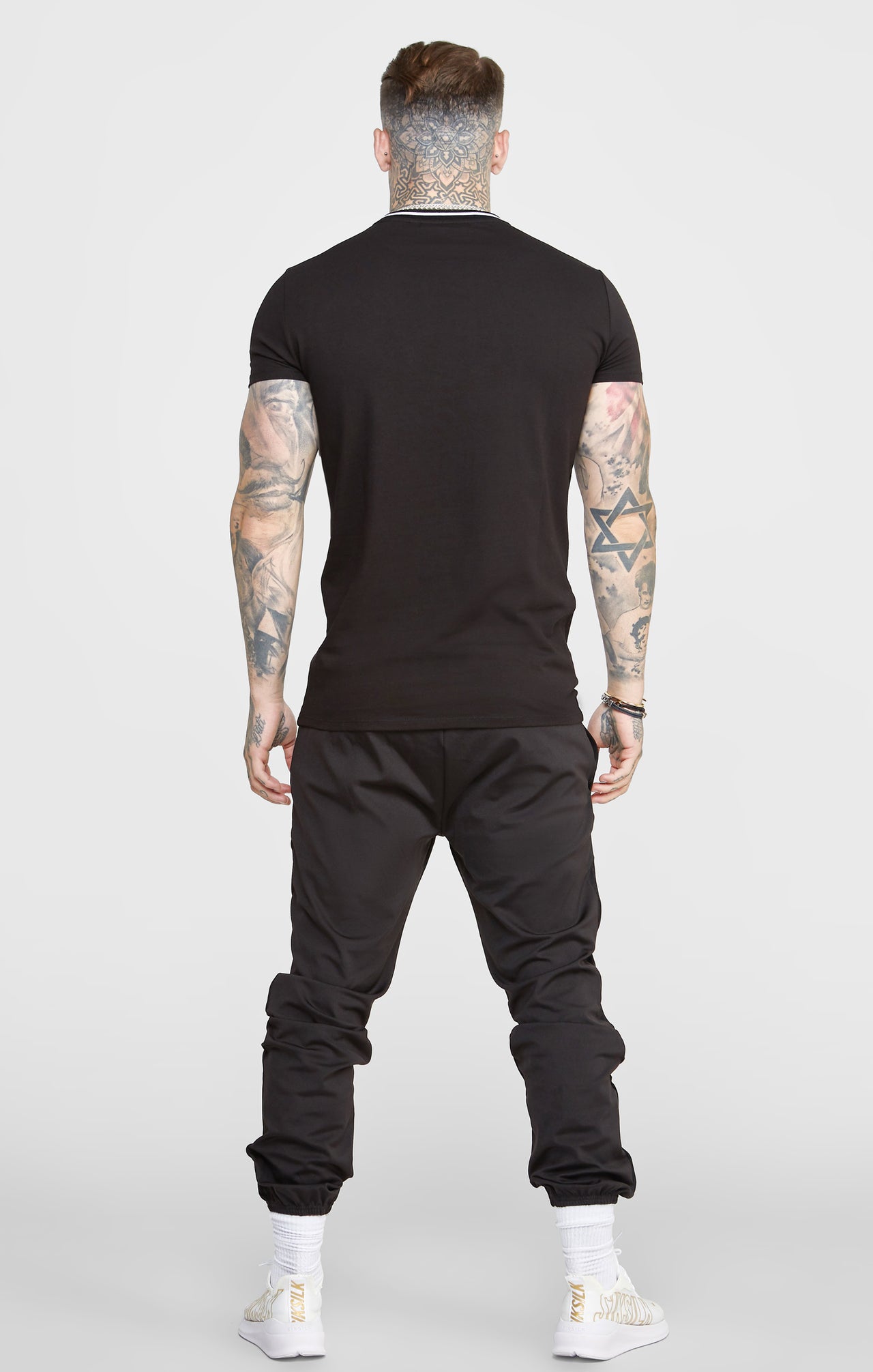 Black Gym Fit T-Shirt W Yarn Dyed Rib (4)