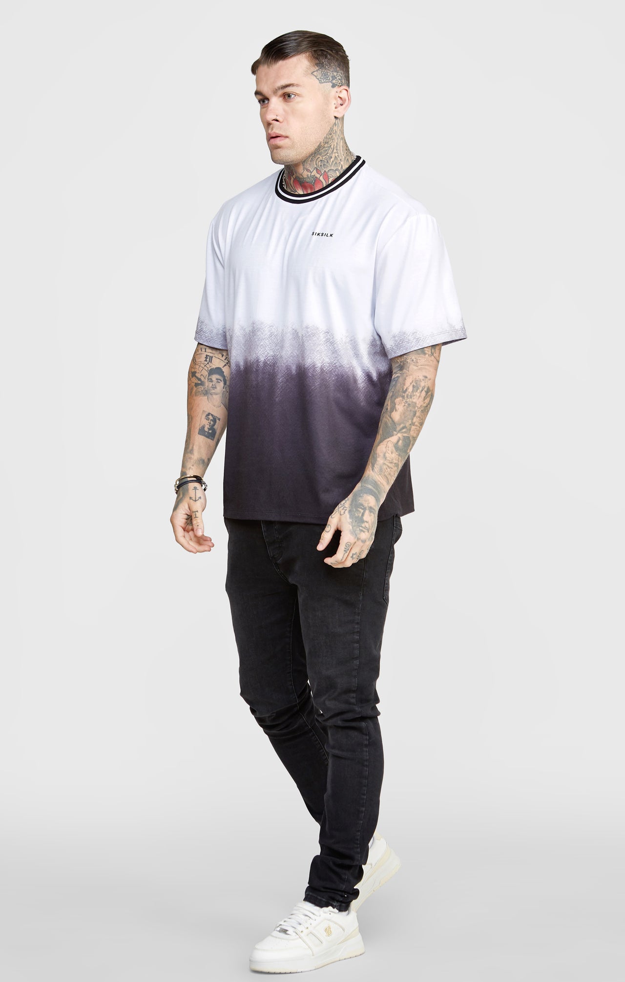 Black Fade Oversized Fit Graphic Print T-Shirt (2)