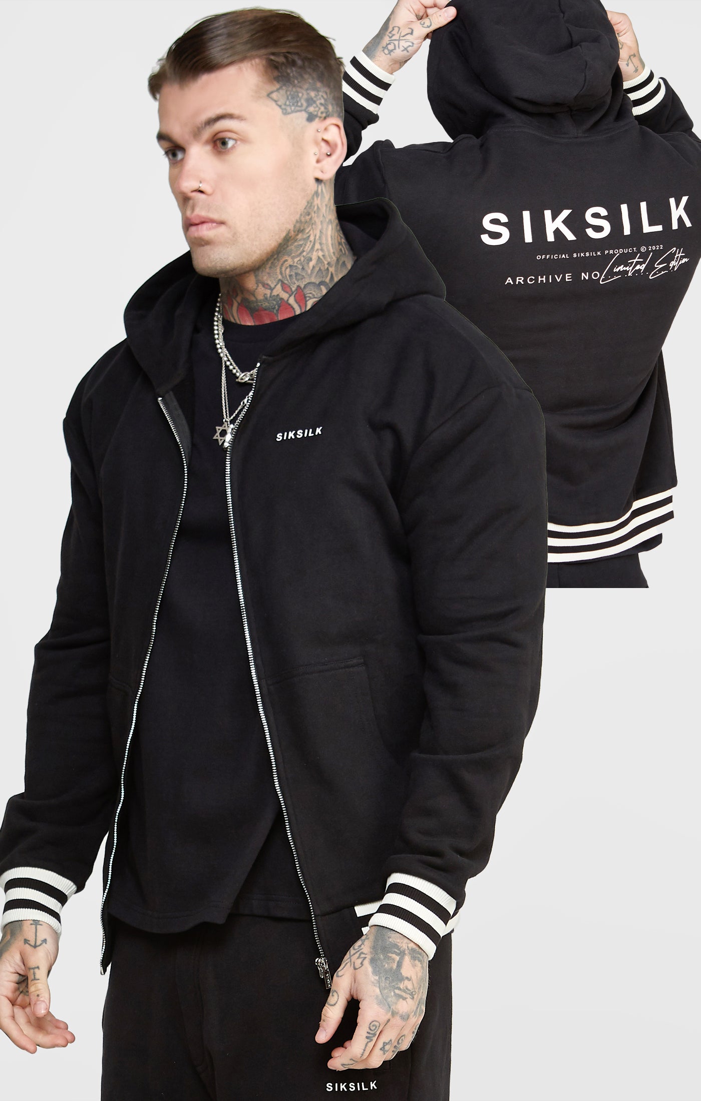 Black Back Logo Zip Thru Hoodie