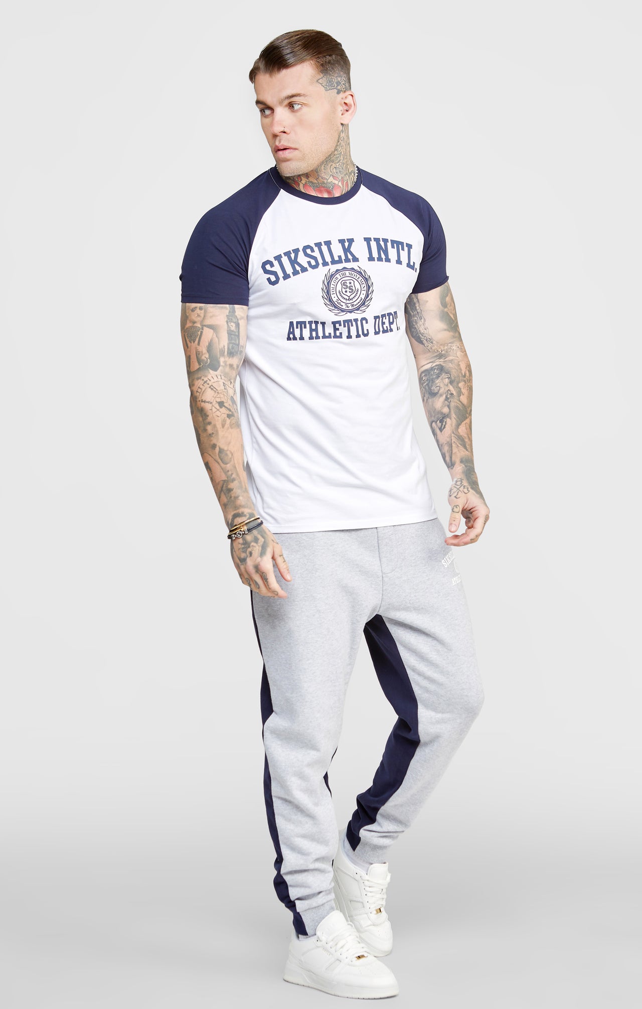 White Raglan Sleeve Muscle Fit Graphic T-Shirt (3)