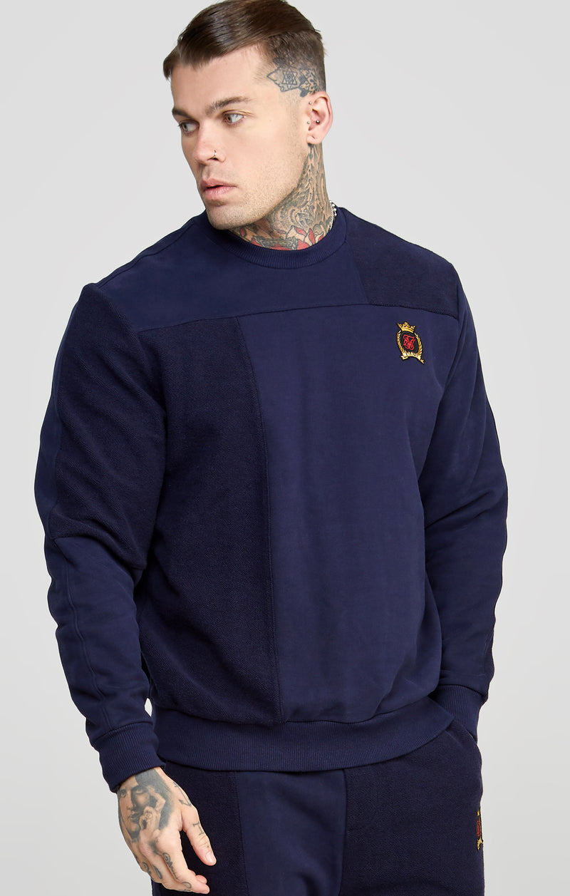 Navy Cut And Sew Reverse Oversized Sweat
