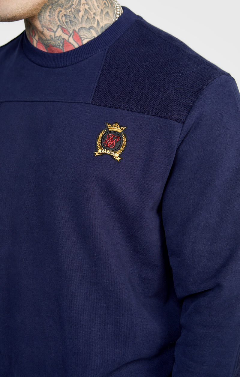 Navy Cut And Sew Reverse Oversized Sweat (1)