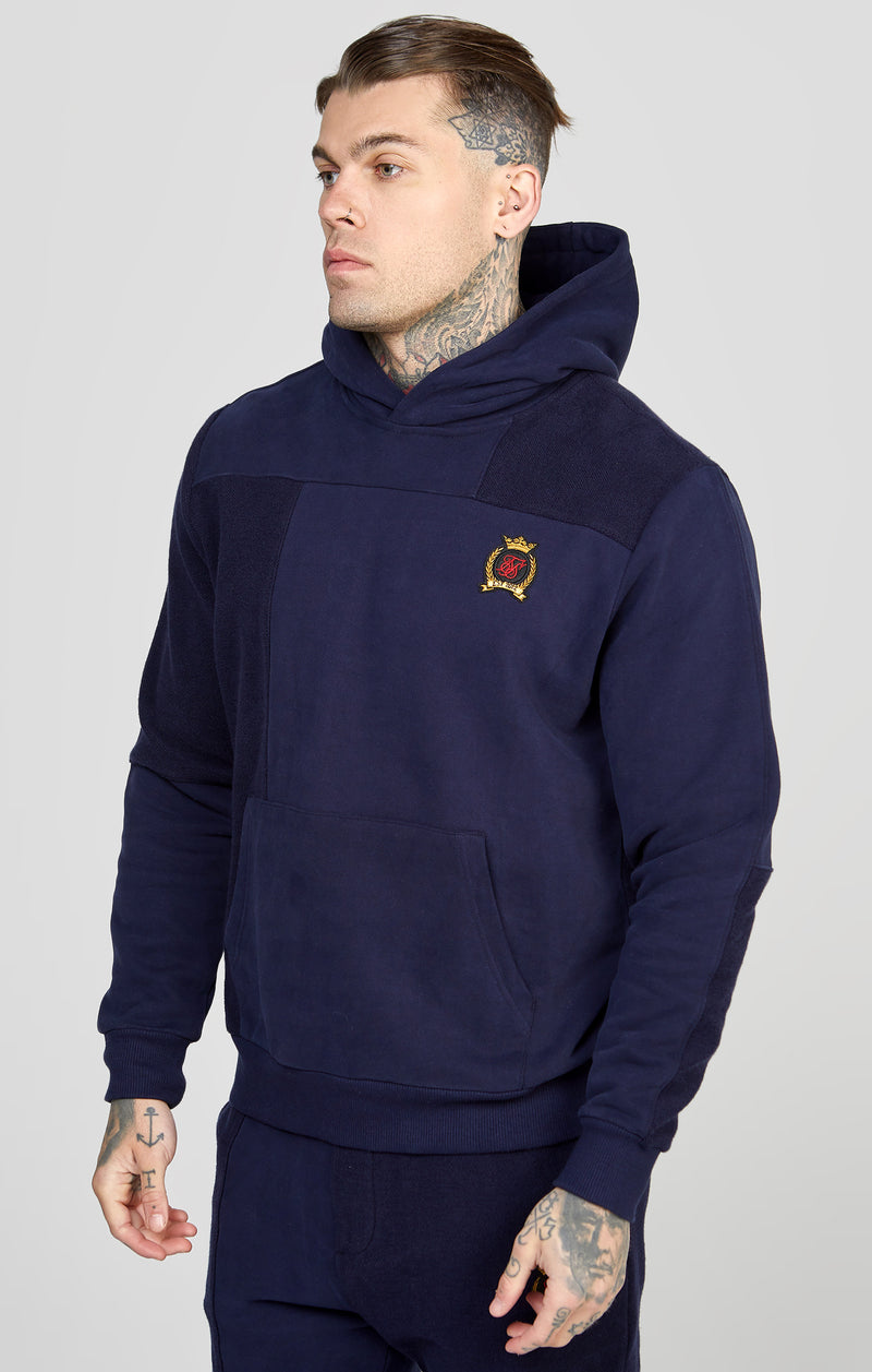 Navy Cut And Sew Reverse Oversized Hoodie