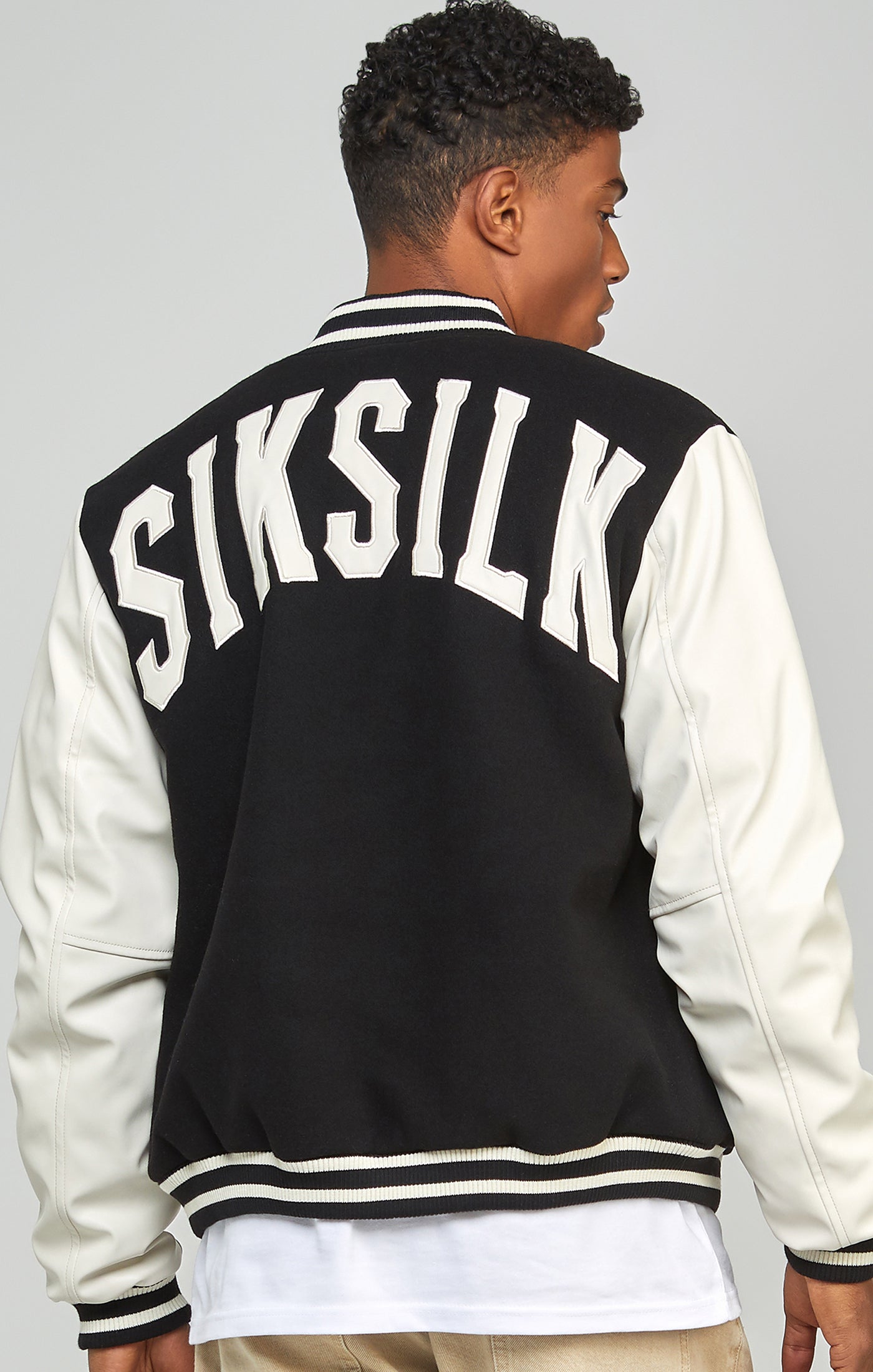 SikSilk Men's Black Varsity Jacket | SikSilk NZ
