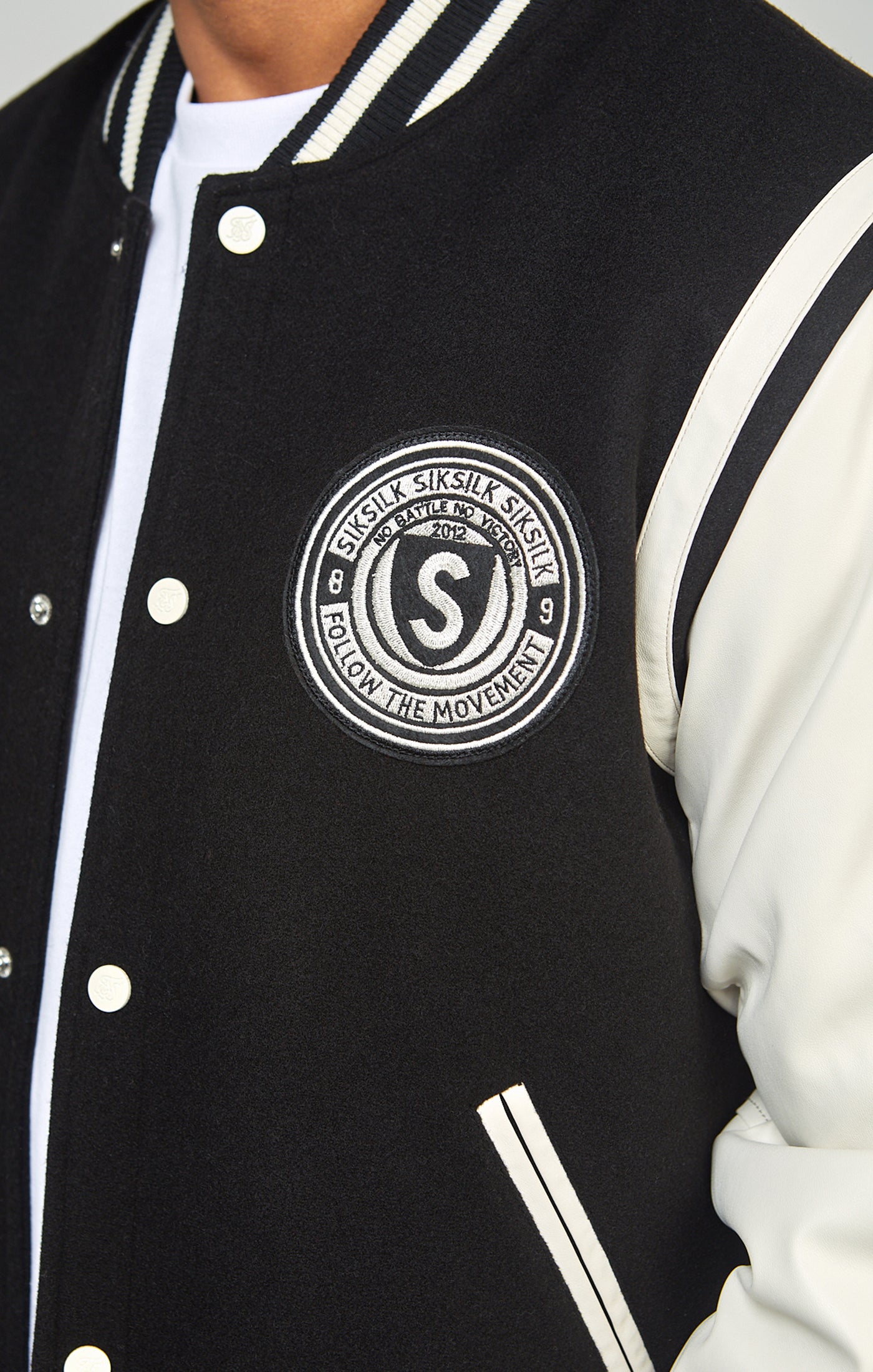 SikSilk Men's Black Varsity Jacket | SikSilk UK