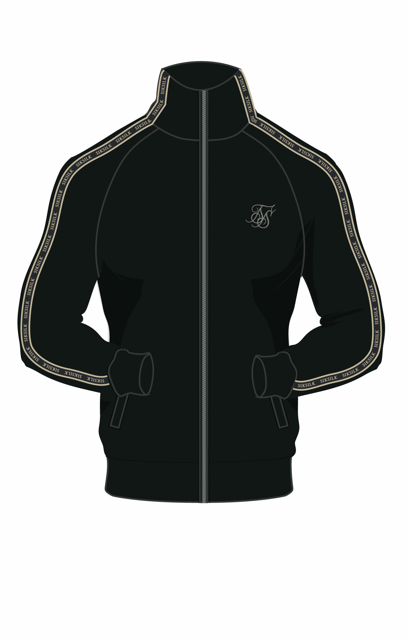 Load image into Gallery viewer, Black &amp; Gold Relaxed Fit Taped Track Top