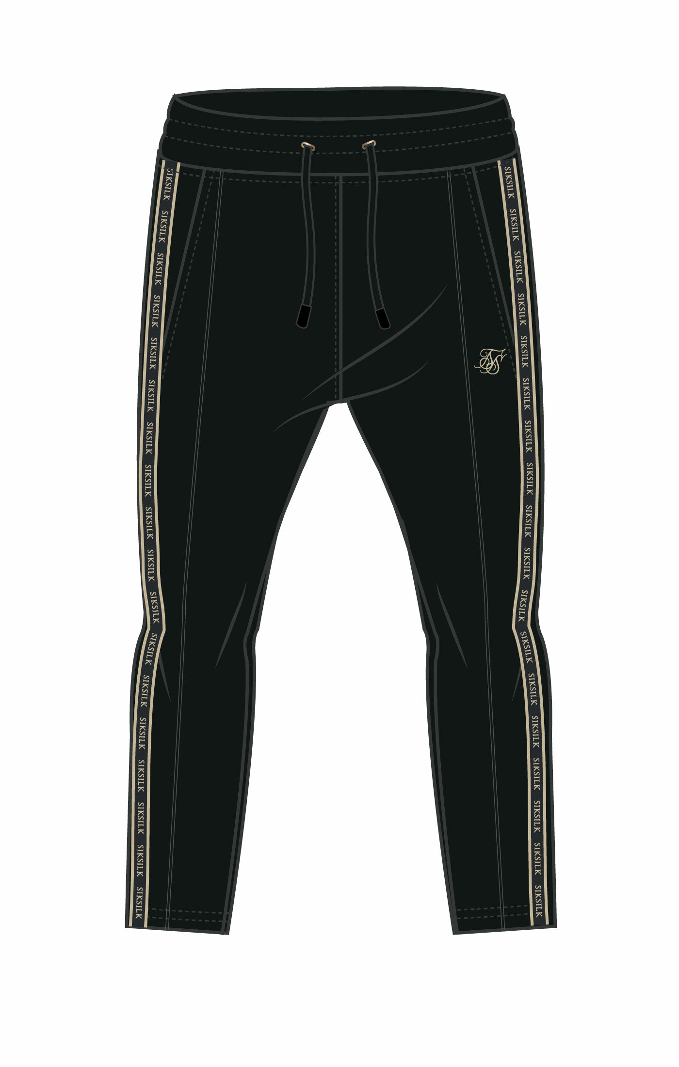 Load image into Gallery viewer, Black &amp; Gold Slim Fit Taped Track Pant