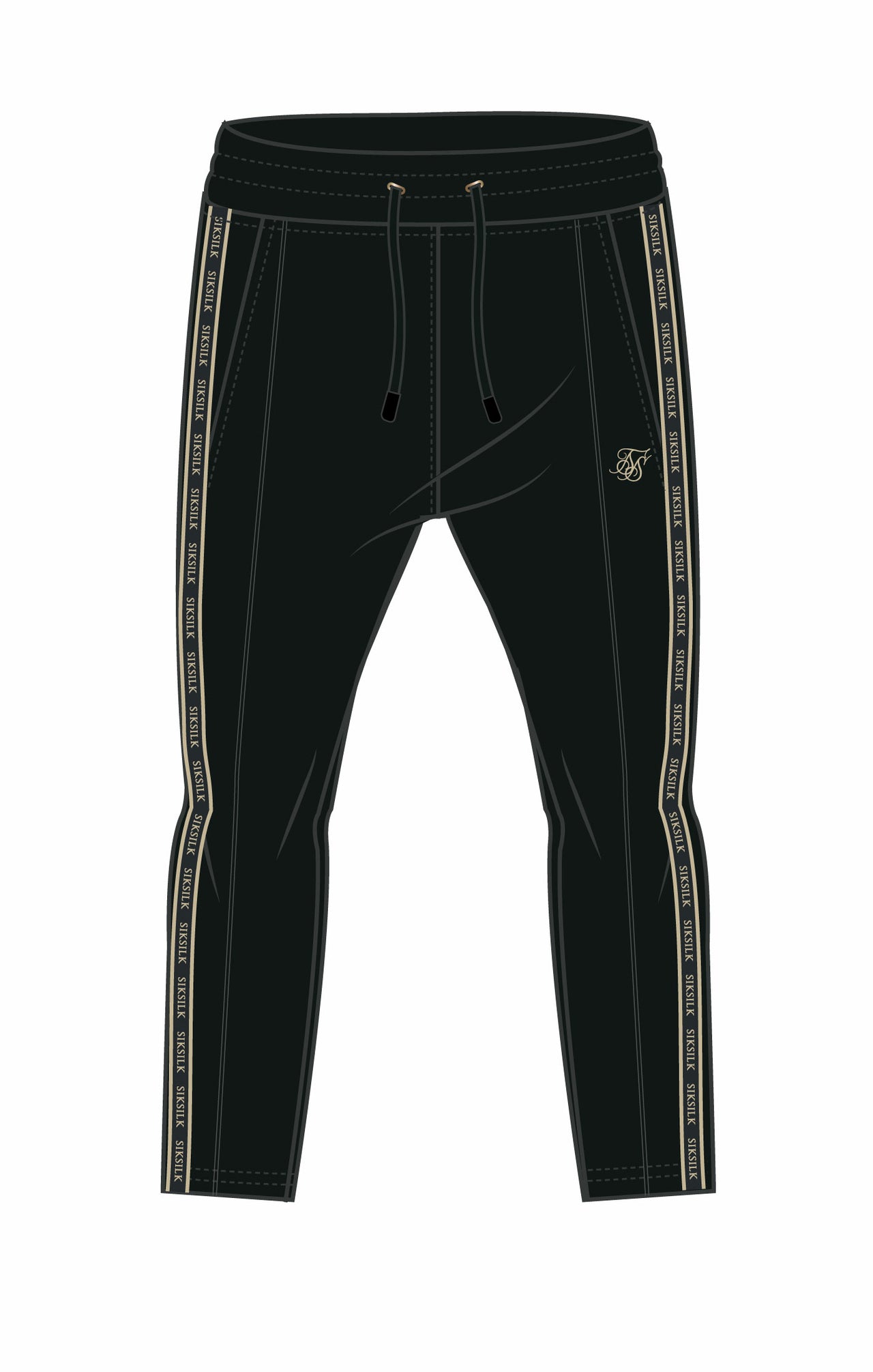 Black & Gold Slim Fit Taped Track Pant