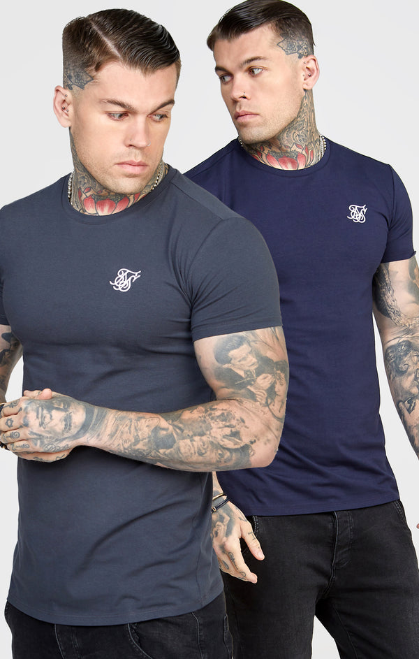 Grey Twin Pack Muscle Fit T-Shirt