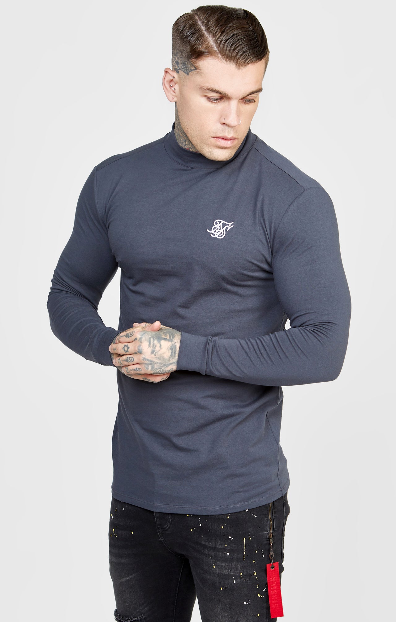 Black Twin Pack Long Sleeve High Neck Muscle Fit T-Shirt (1)