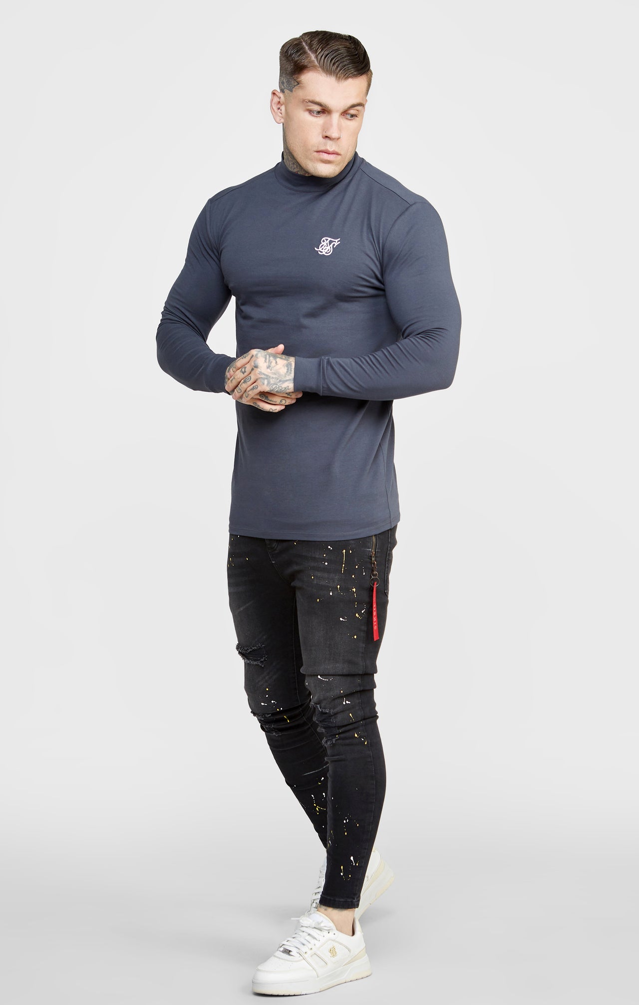 Black Twin Pack Long Sleeve High Neck Muscle Fit T-Shirt (3)