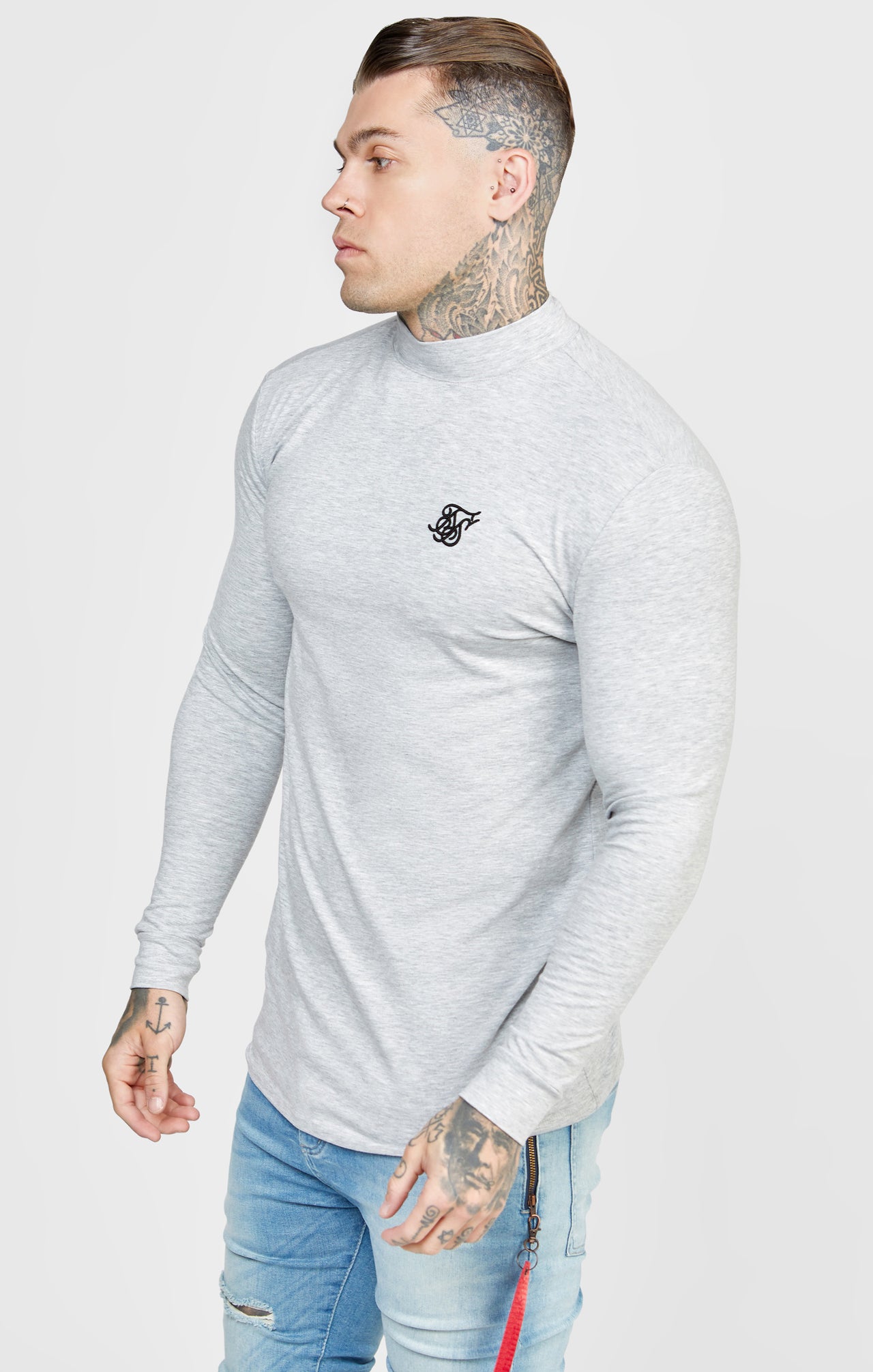 Navy Twin Pack Long Sleeve High Neck Muscle Fit T-Shirt (2)