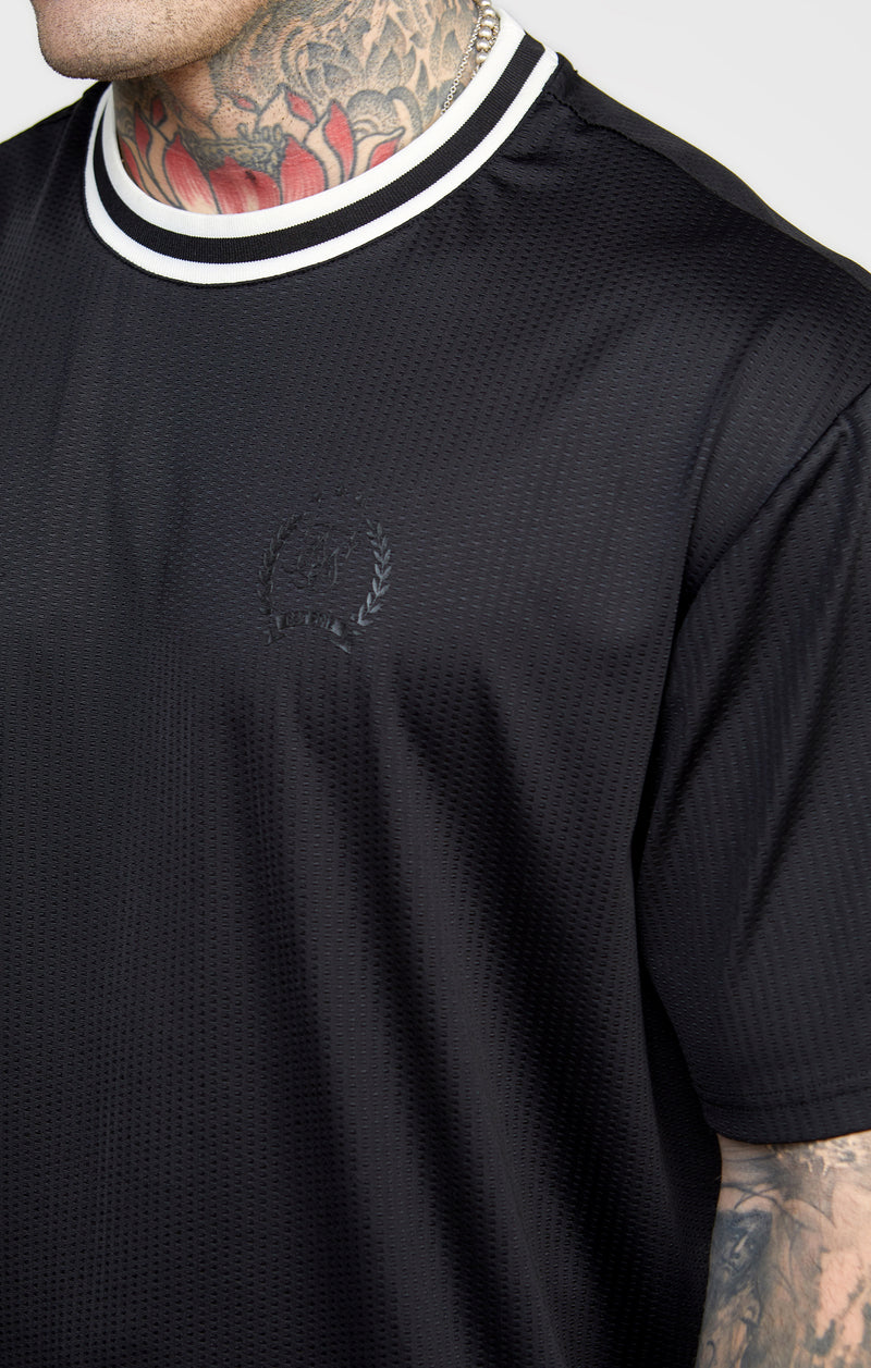 Black Mesh Drop Shoulder Tee (1)