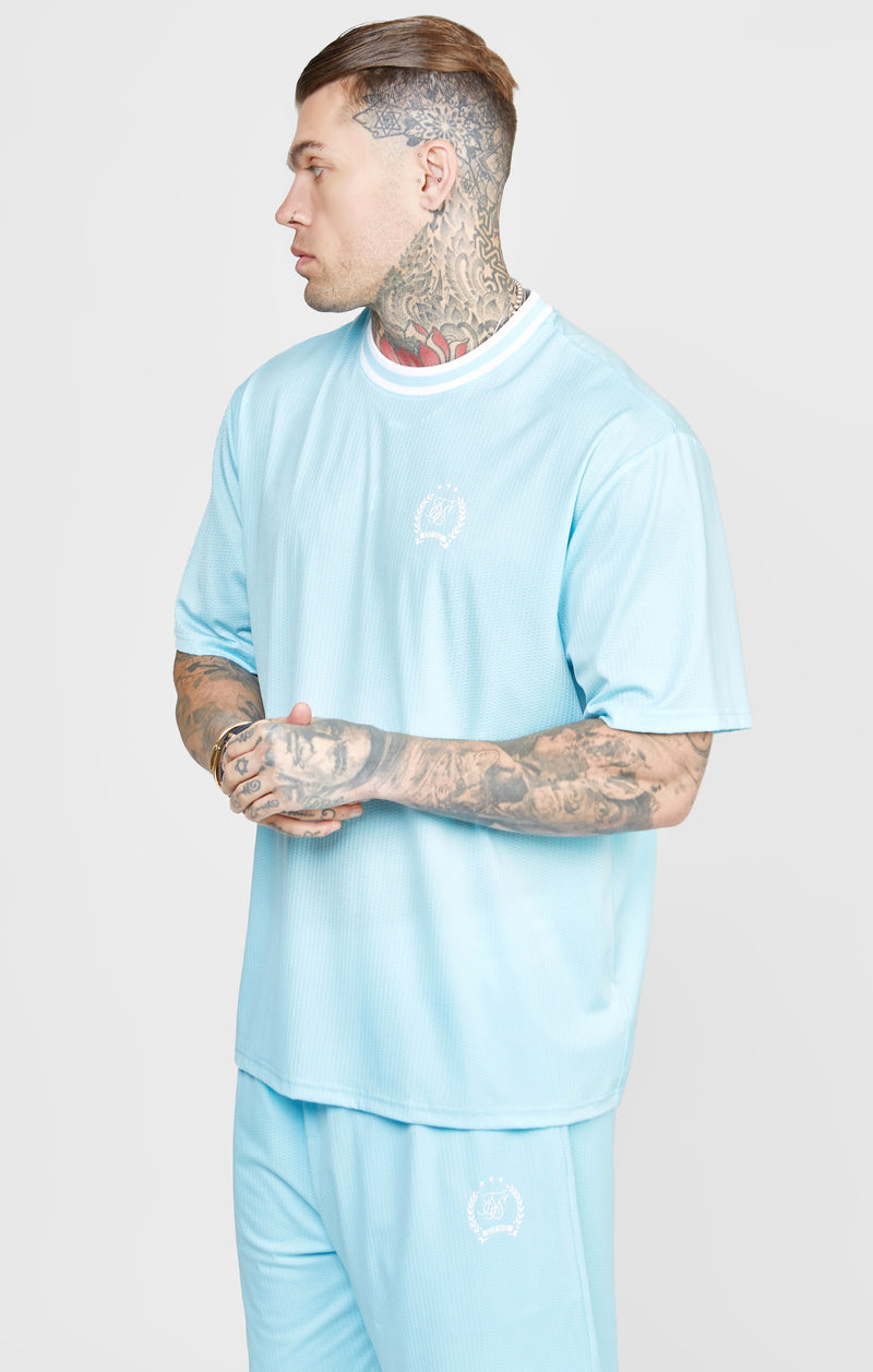Blue Mesh Drop Shoulder Tee