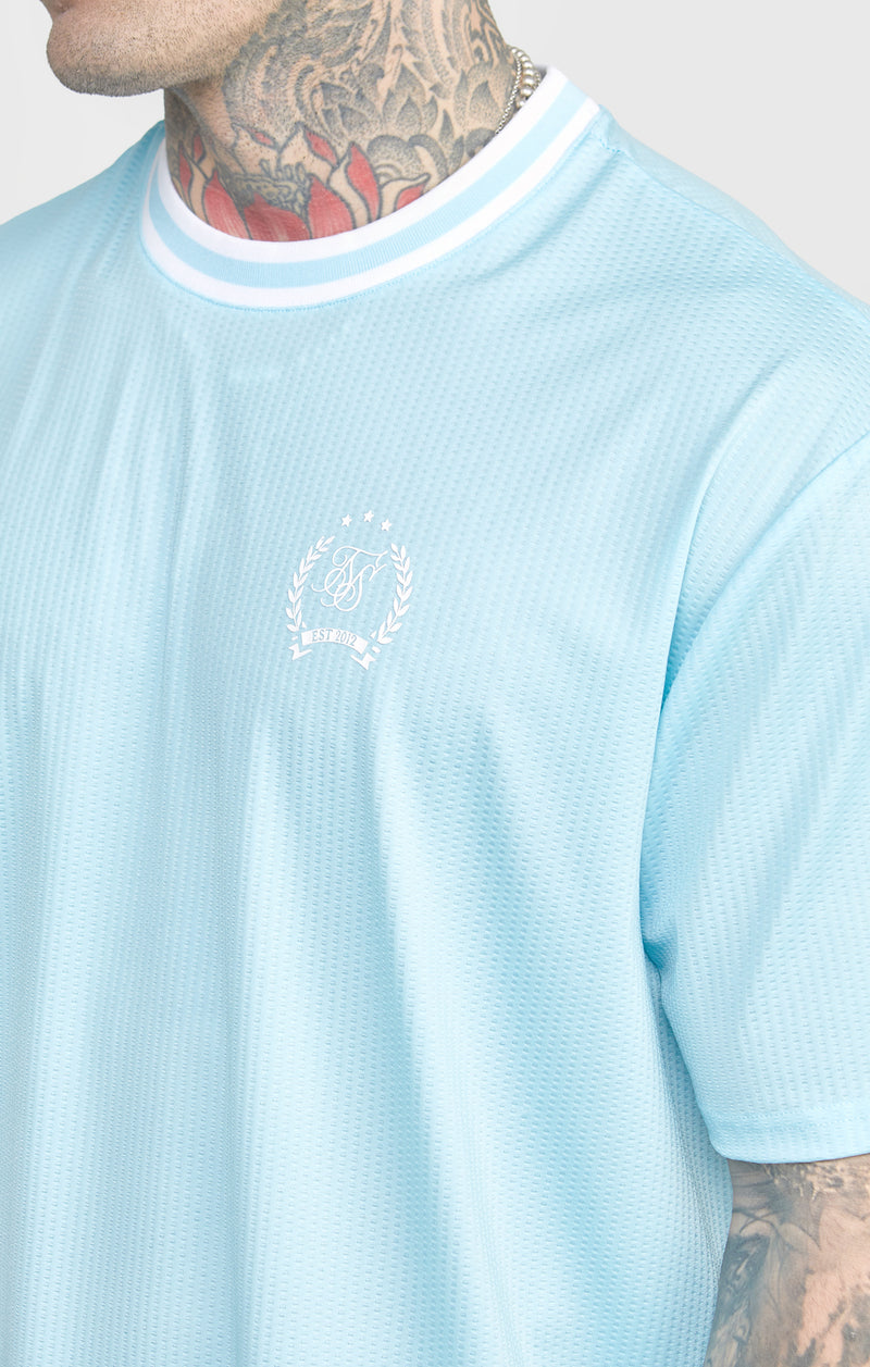 Blue Mesh Drop Shoulder Tee (1)