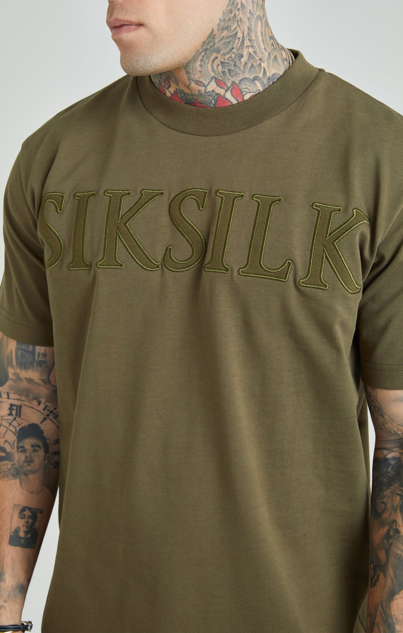 Khaki Applique Logo Oversized Fit T-Shirt (2)