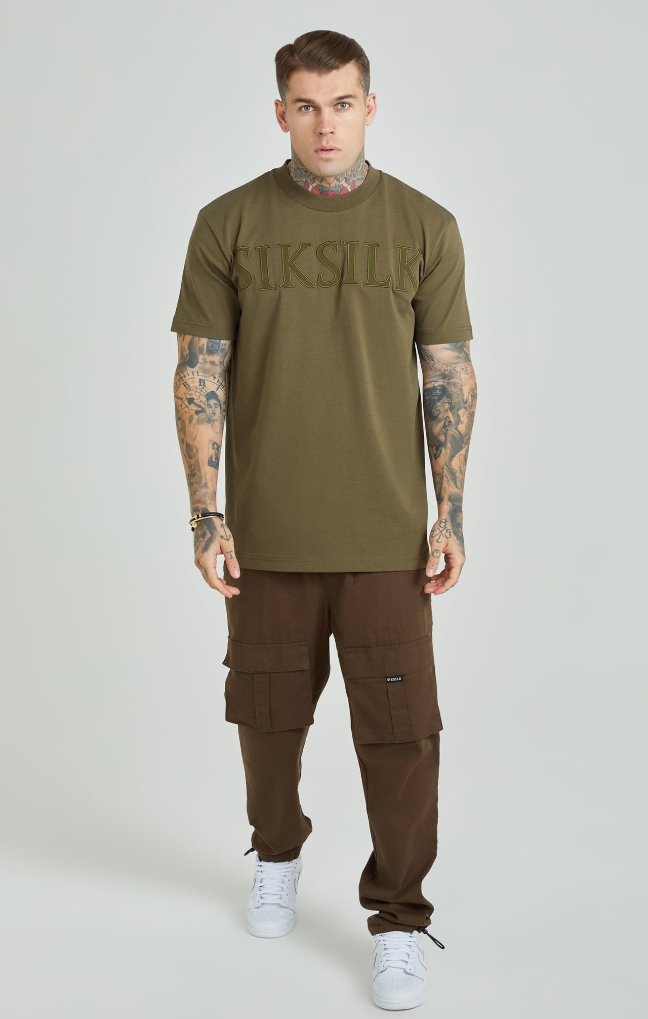 Khaki Applique Logo Oversized Fit T-Shirt (3)