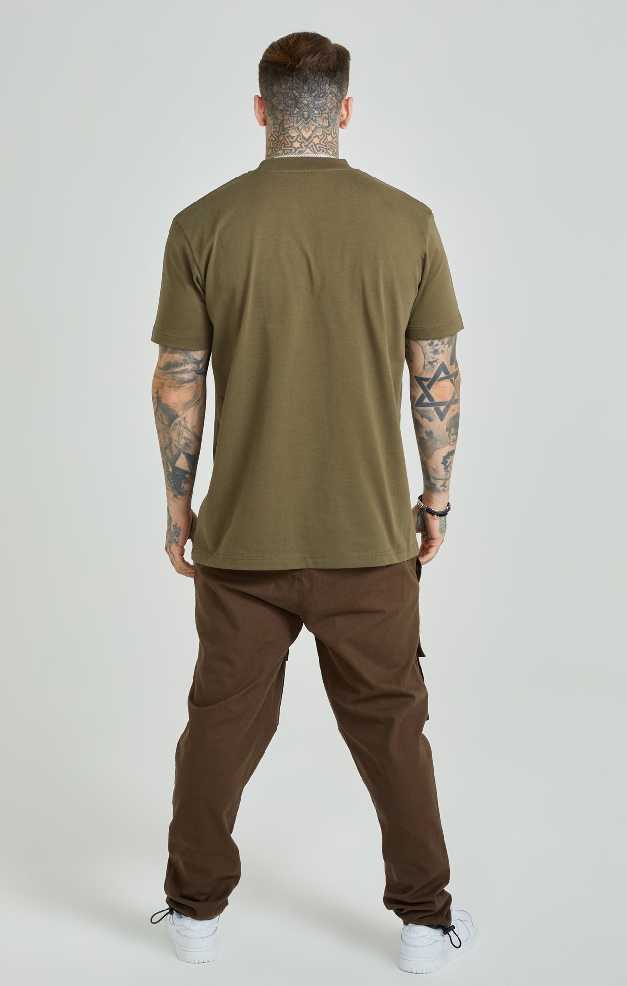 Khaki Applique Logo Oversized Fit T-Shirt (4)