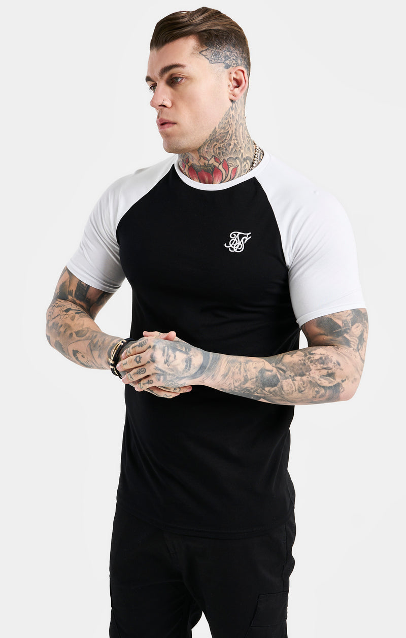 Black Raglan Muscle Fit T-Shirt
