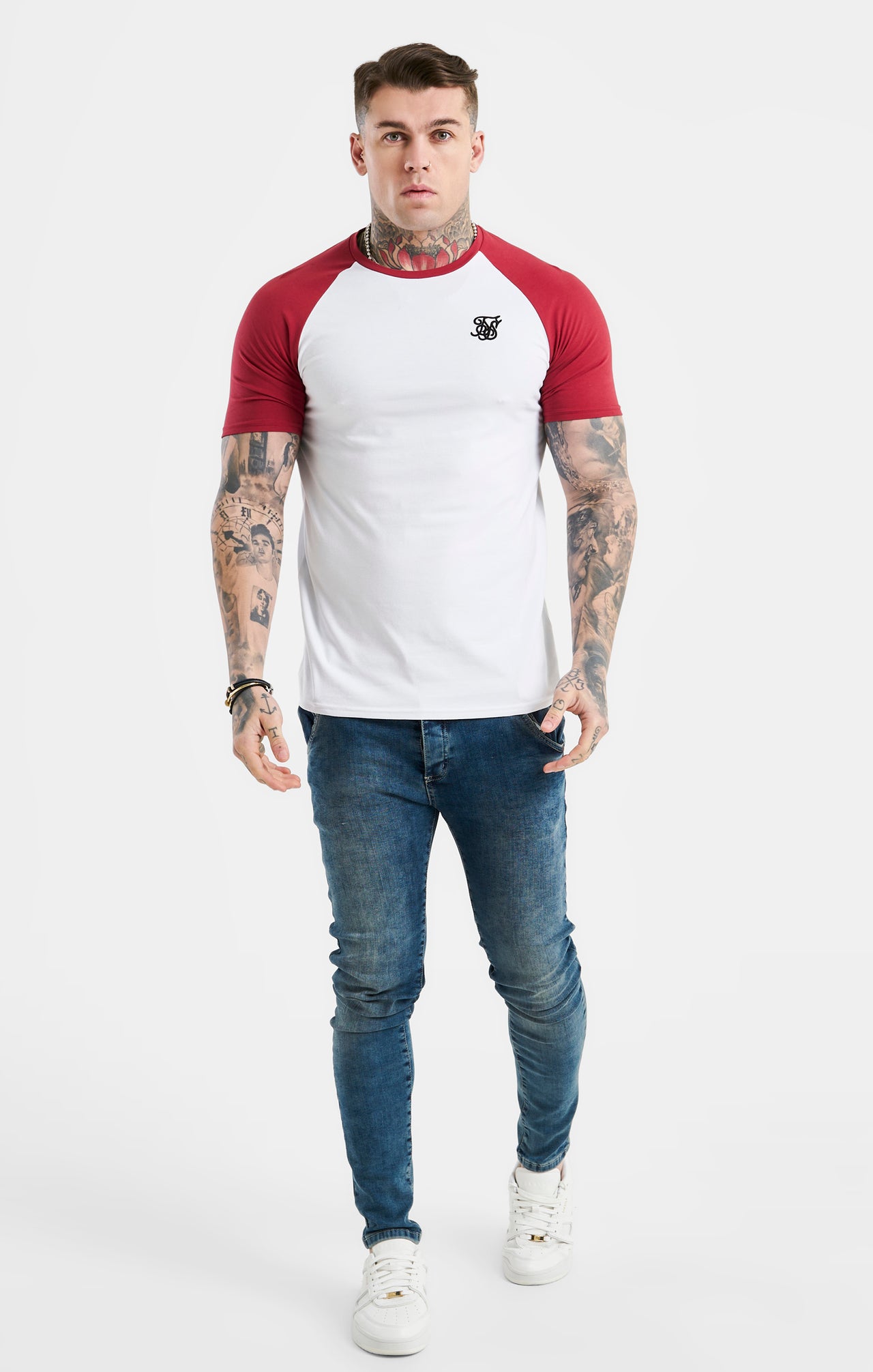 White Raglan Muscle Fit T-Shirt (2)