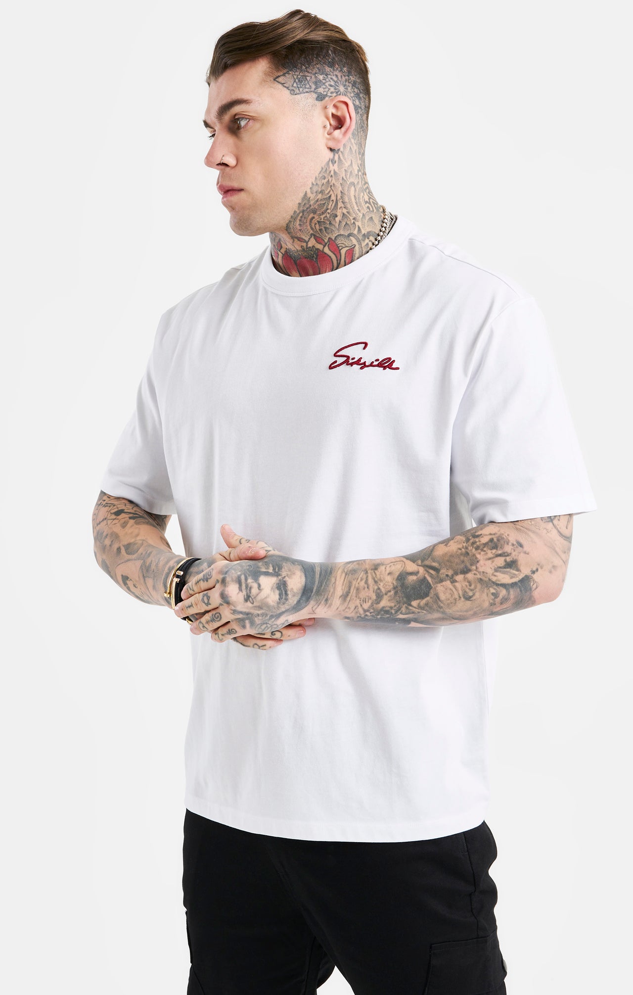 White Script Embroidery Oversized T-Shirt (1)