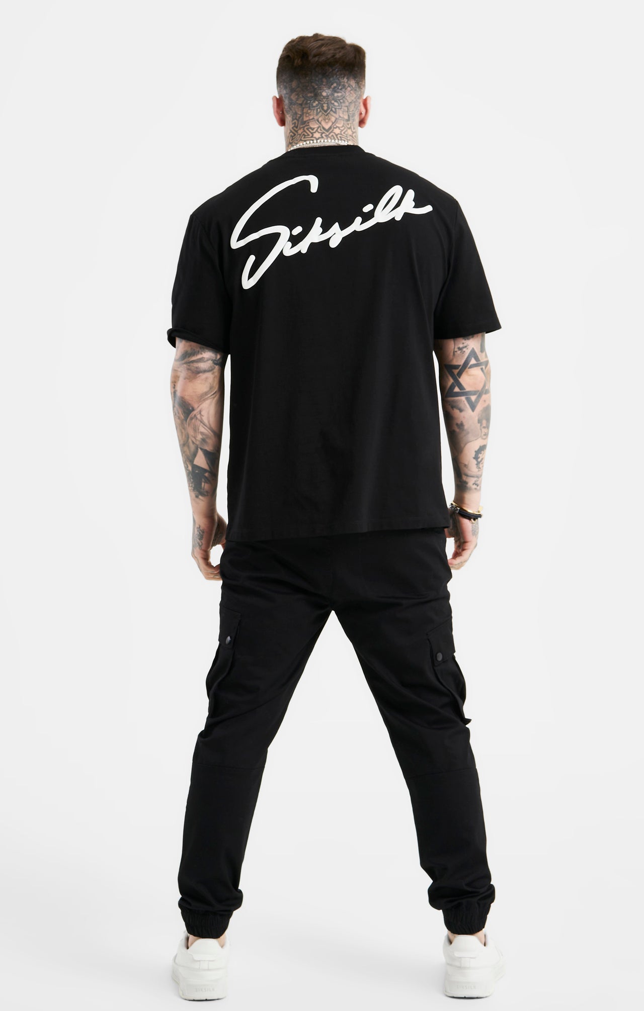Black Script Embroidery Oversized T-Shirt (5)